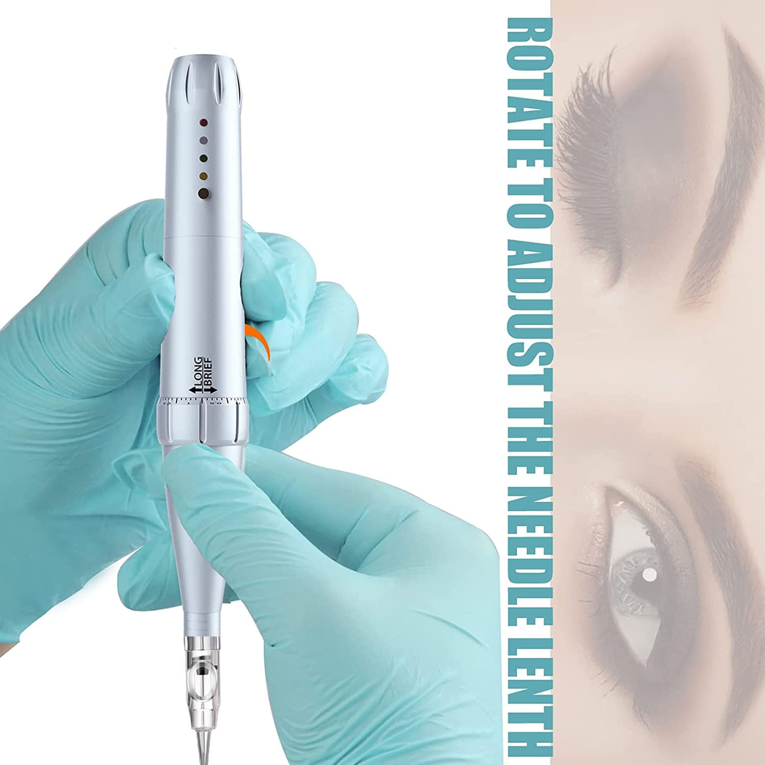 YBEAUTY Eyebrow Tattoo Wired Machine Kit – Corded Micropigmentation Pen with 15 Cartridges (Snow)