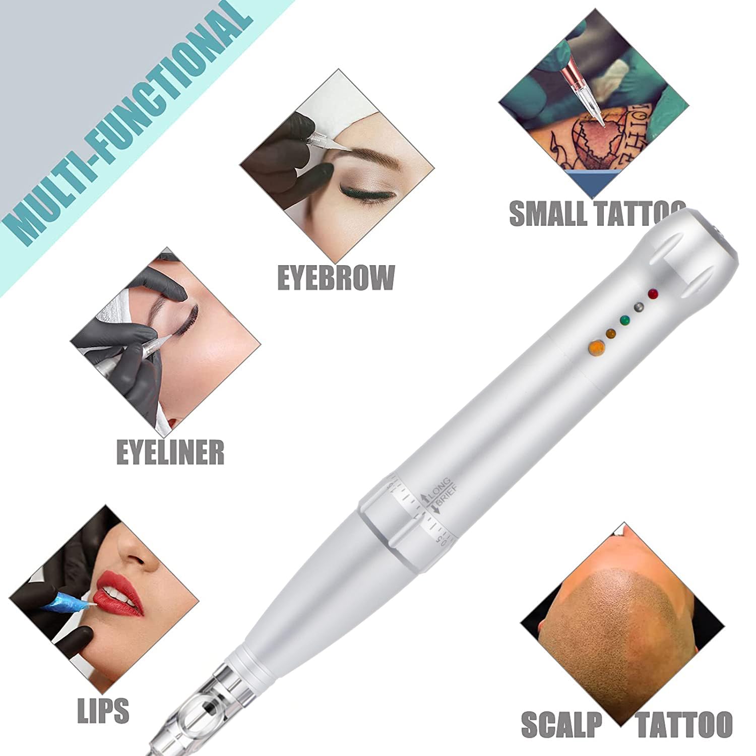 Ybeauty Permanent Eyebrow Tattoo Pen Kit – Corded Microblading Machine with 15 Cartridges