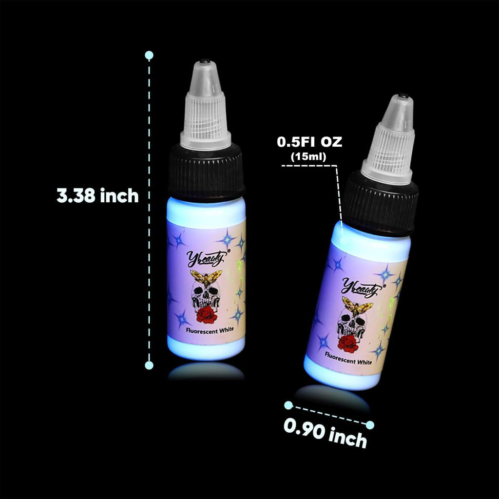 Ybeauty 16 Color Tattoo Ink Set – 16x 15ml Fluorescent UV Glow Inks for Halloween & Cosplay