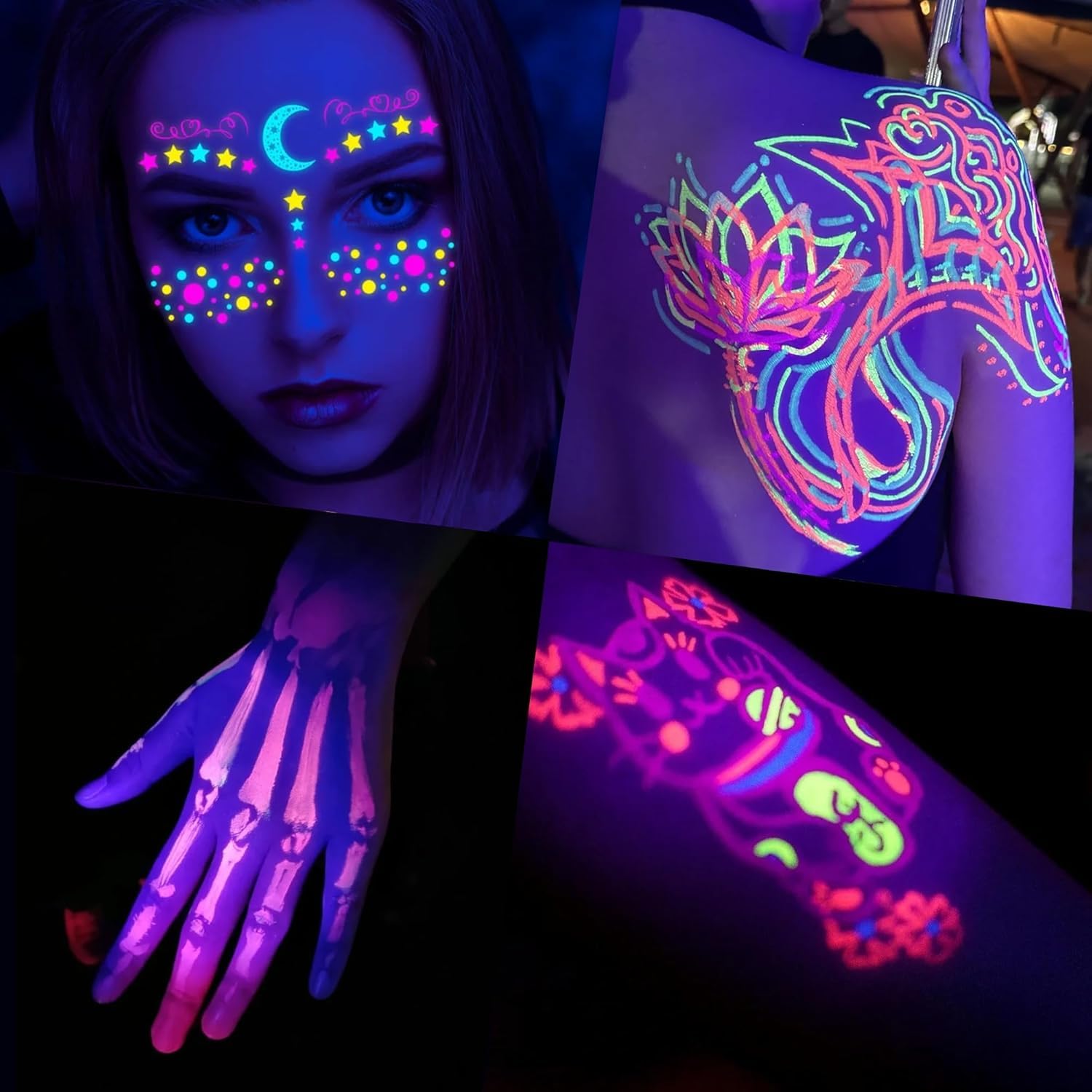 Ybeauty UV Tattoo Ink Set – 8-Color Glow Fluorescent Inks (5ml Each)