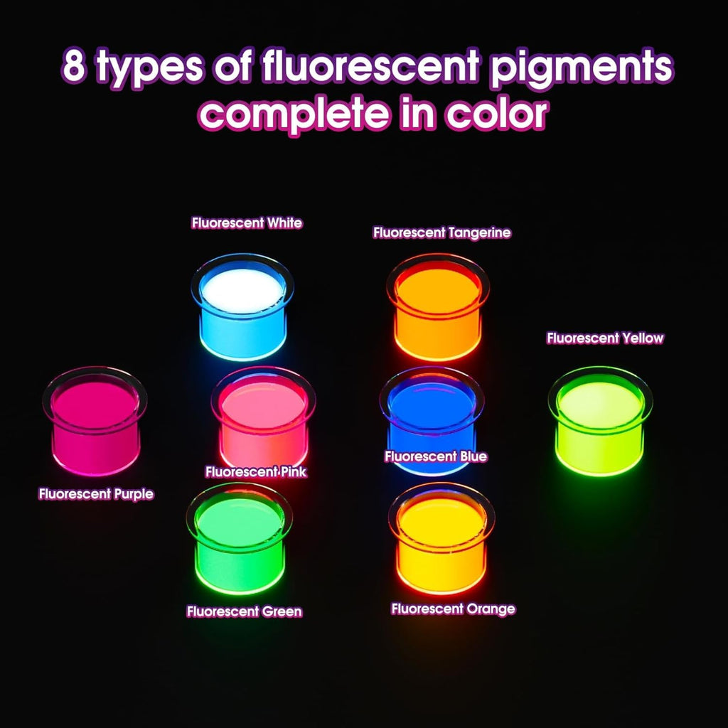Ybeauty UV Tattoo Ink Set – 8-Color Glow Fluorescent Inks (5ml Each)