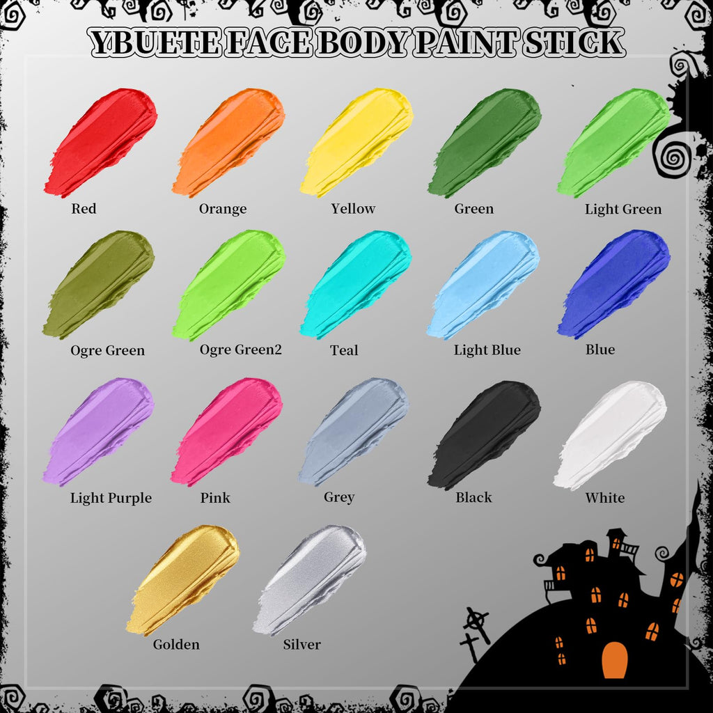 YBUETE Silver Face Body Paint Stick – Professional Full-Coverage SFX Makeup for Halloween & Cosplay
