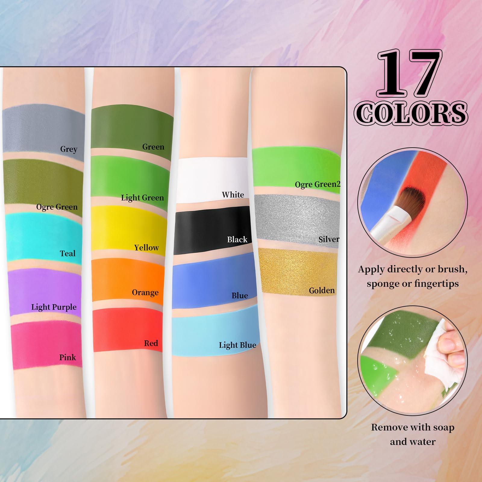 YBUETE Silver Face Body Paint Stick – Professional Full-Coverage SFX Makeup for Halloween & Cosplay