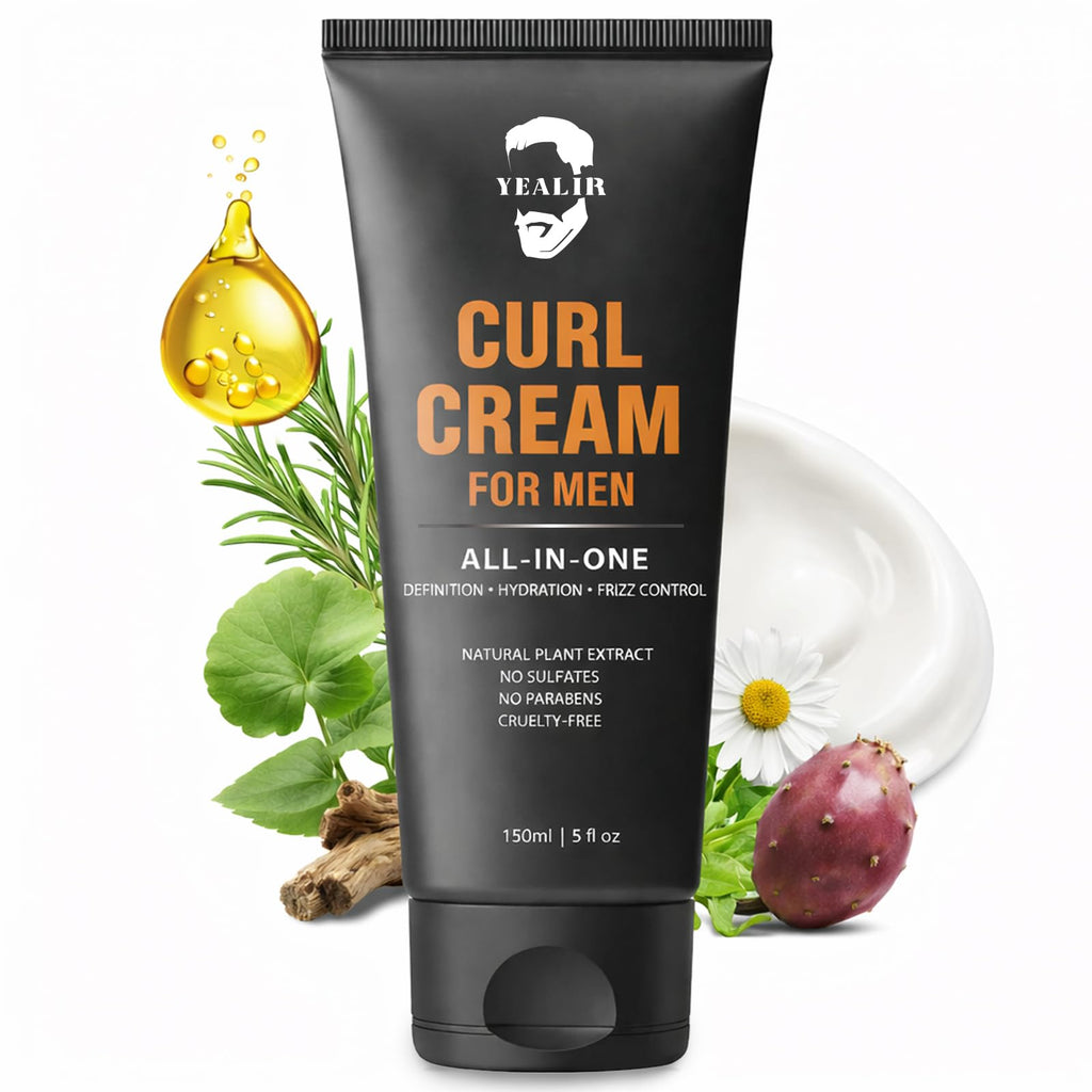 YEALIR Curl Cream for Men – Medium Hold, Frizz Control & Hydration | 5oz