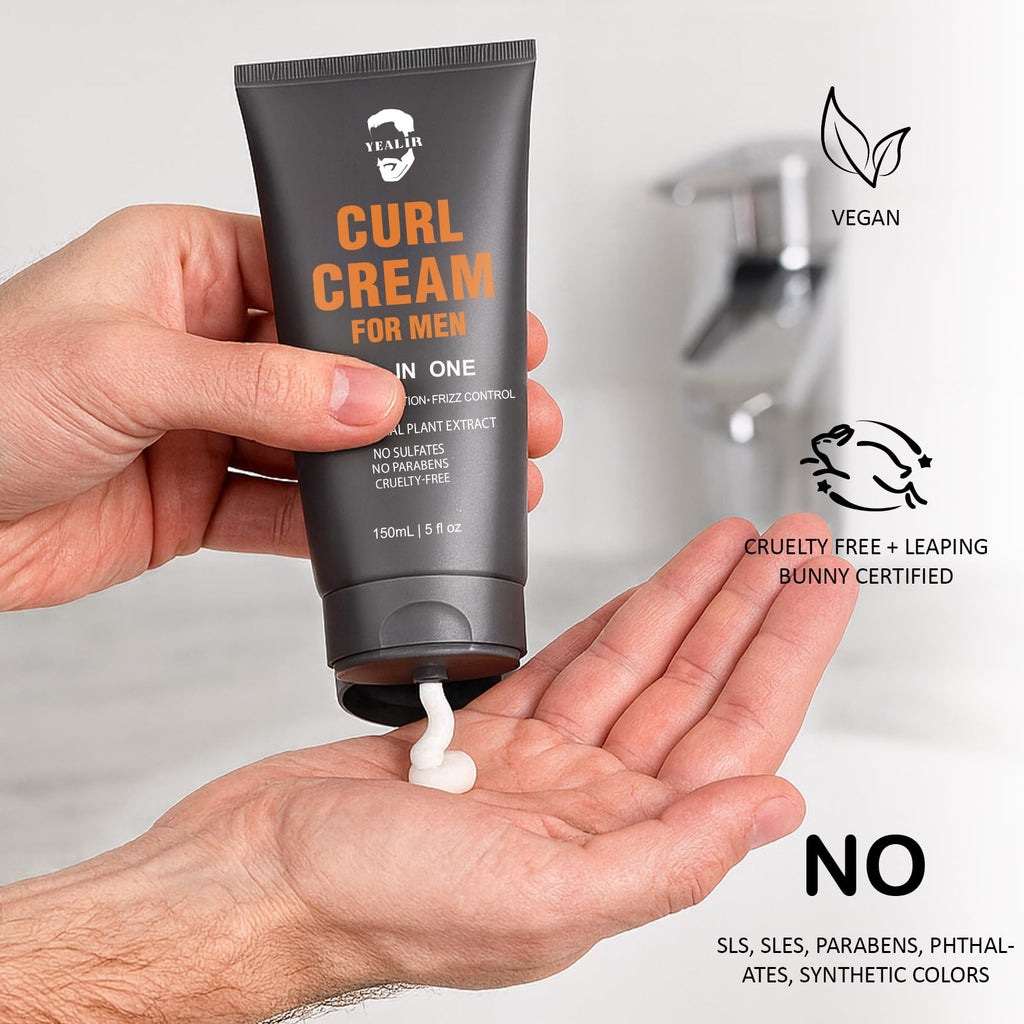 YEALIR Curl Cream for Men – Medium Hold, Frizz Control & Hydration | 5oz