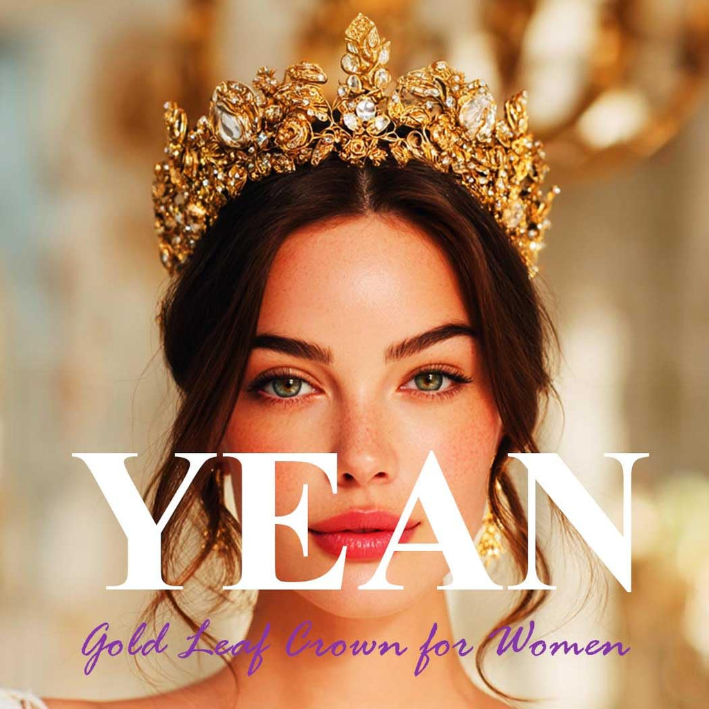 Yean Leaf Queen Crown: Golden Laurel Headpiece for Women