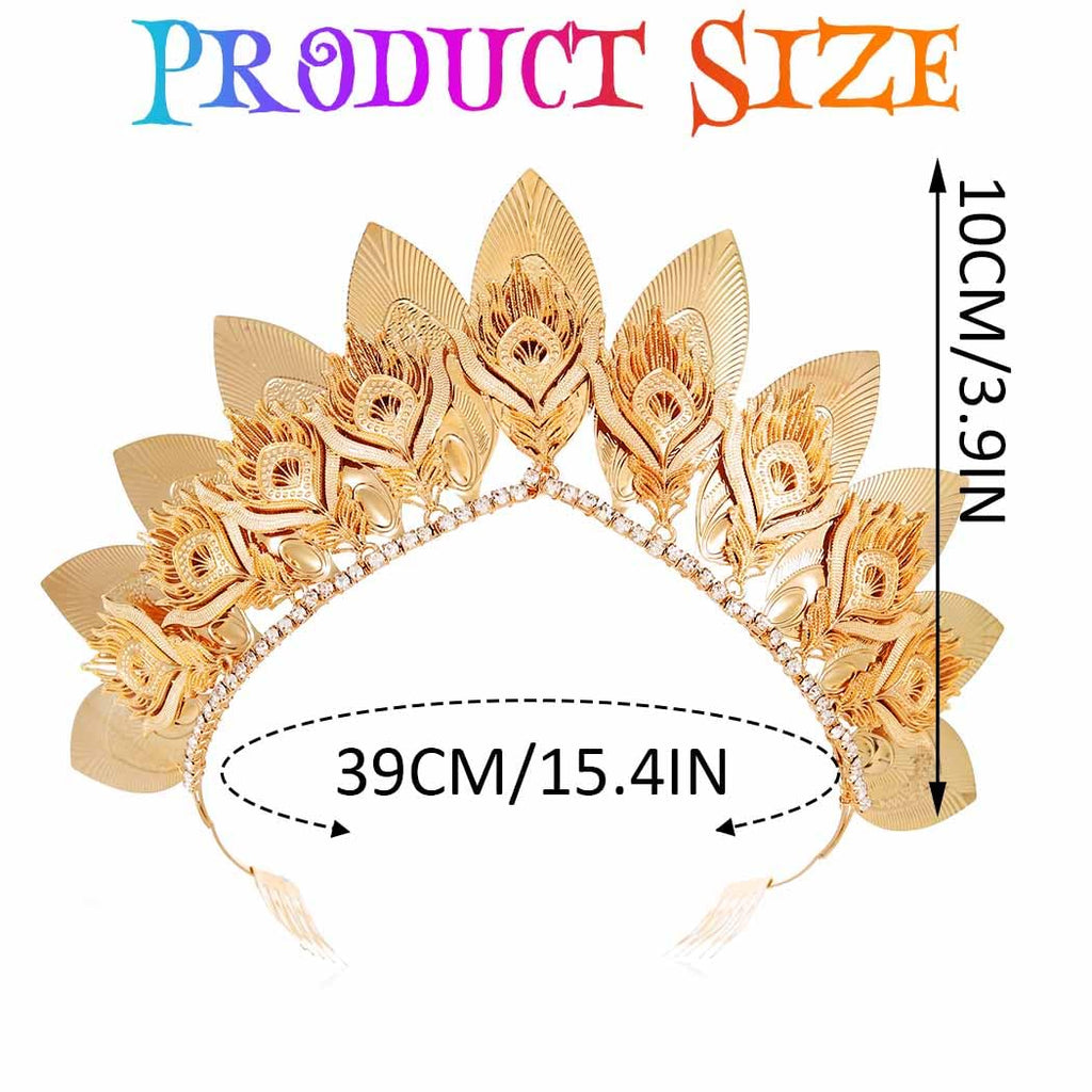 Yean Leaf Queen Crown: Golden Laurel Headpiece for Women