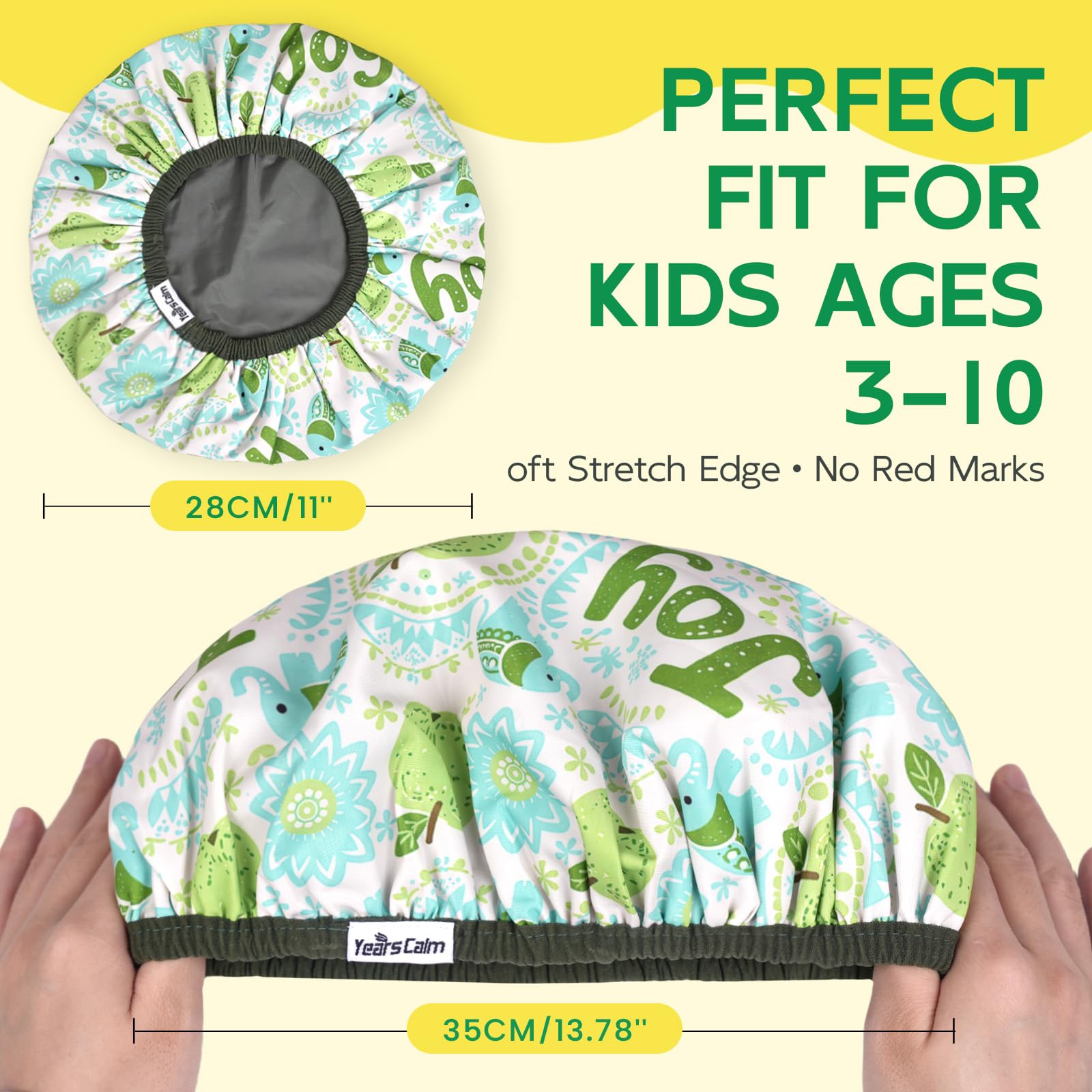 Years calm Kids Shower Cap - Waterproof Reusable Cartoon Bath Cap with Soft Elastic Band