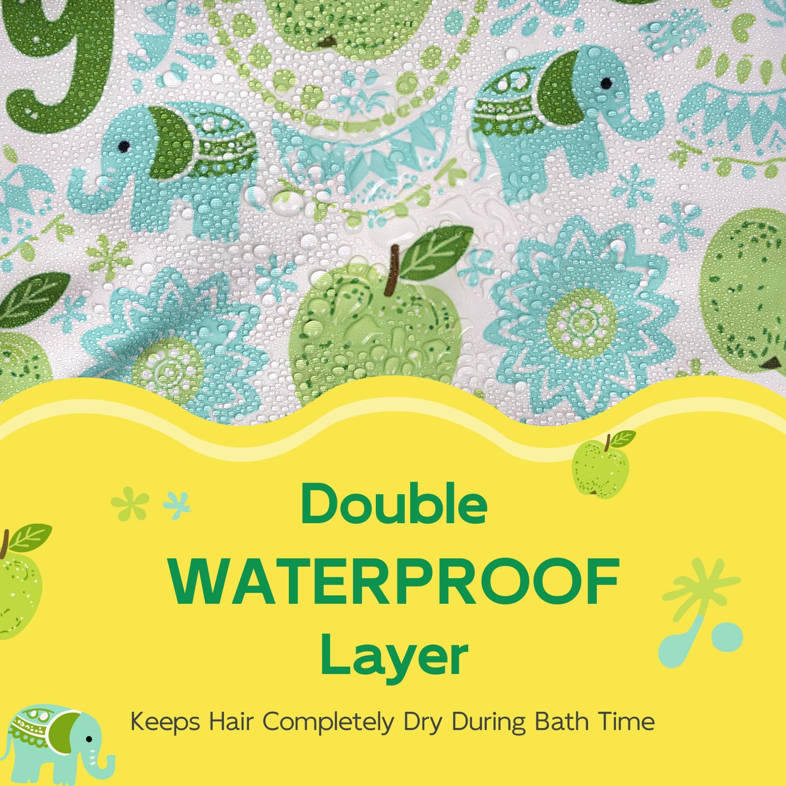Years calm Kids Shower Cap - Waterproof Reusable Cartoon Bath Cap with Soft Elastic Band