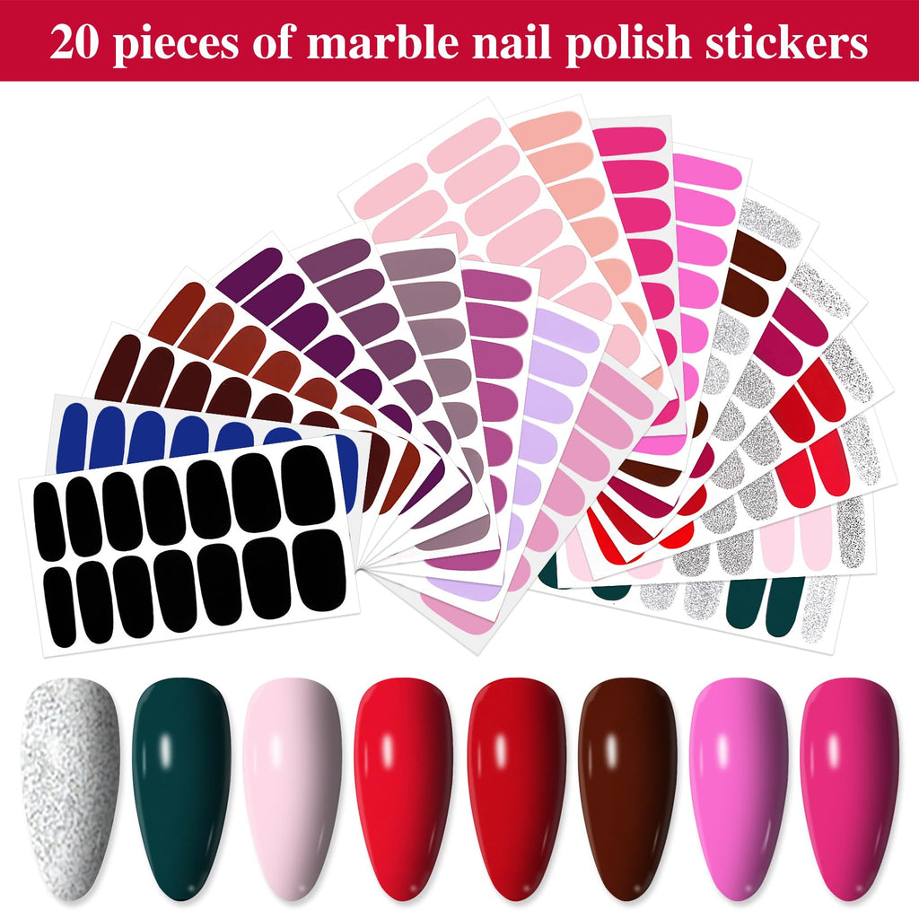 YECIRALA 20 Sheets Gel Nail Strips with File Set – Mix Colors