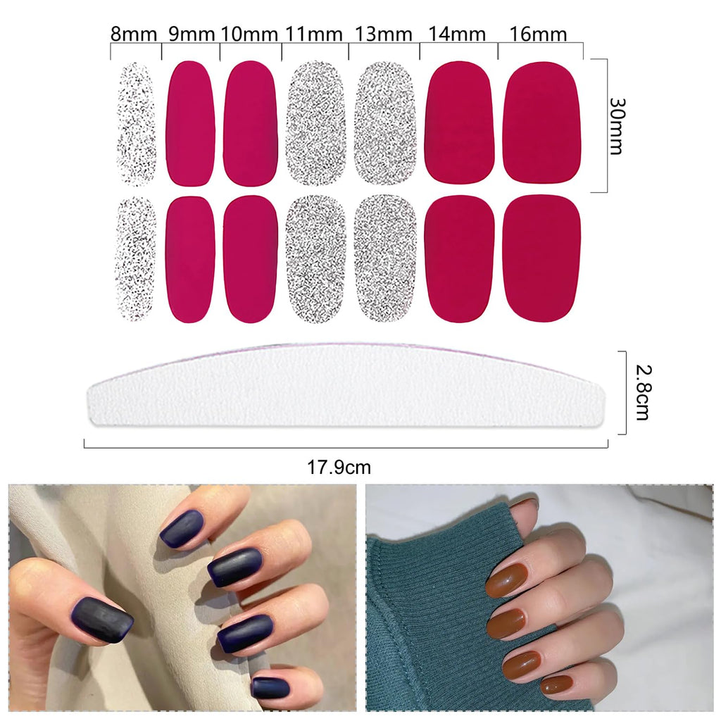 YECIRALA 20 Sheets Gel Nail Strips with File Set – Mix Colors