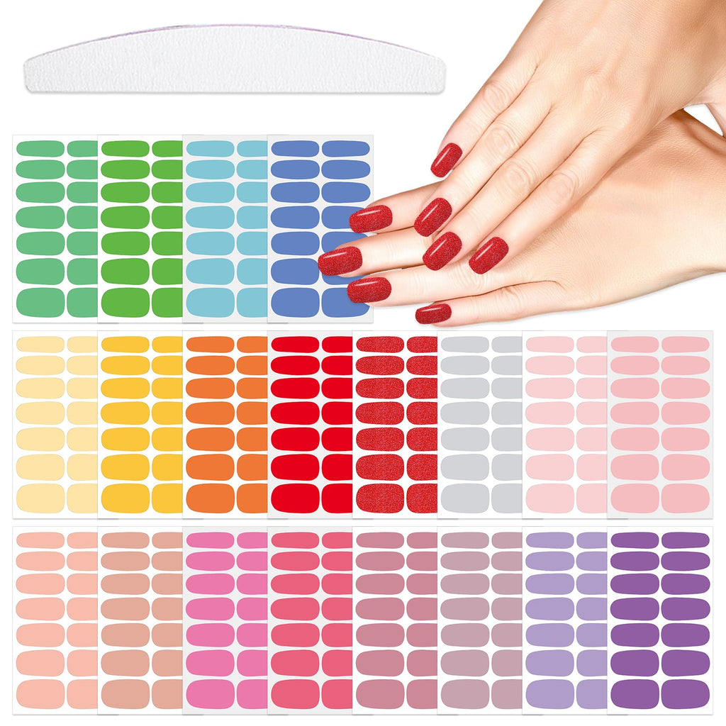 YECIRALA 20 Sheets Bright Color Nail Wraps – 280pc Full Nail Sticker Set