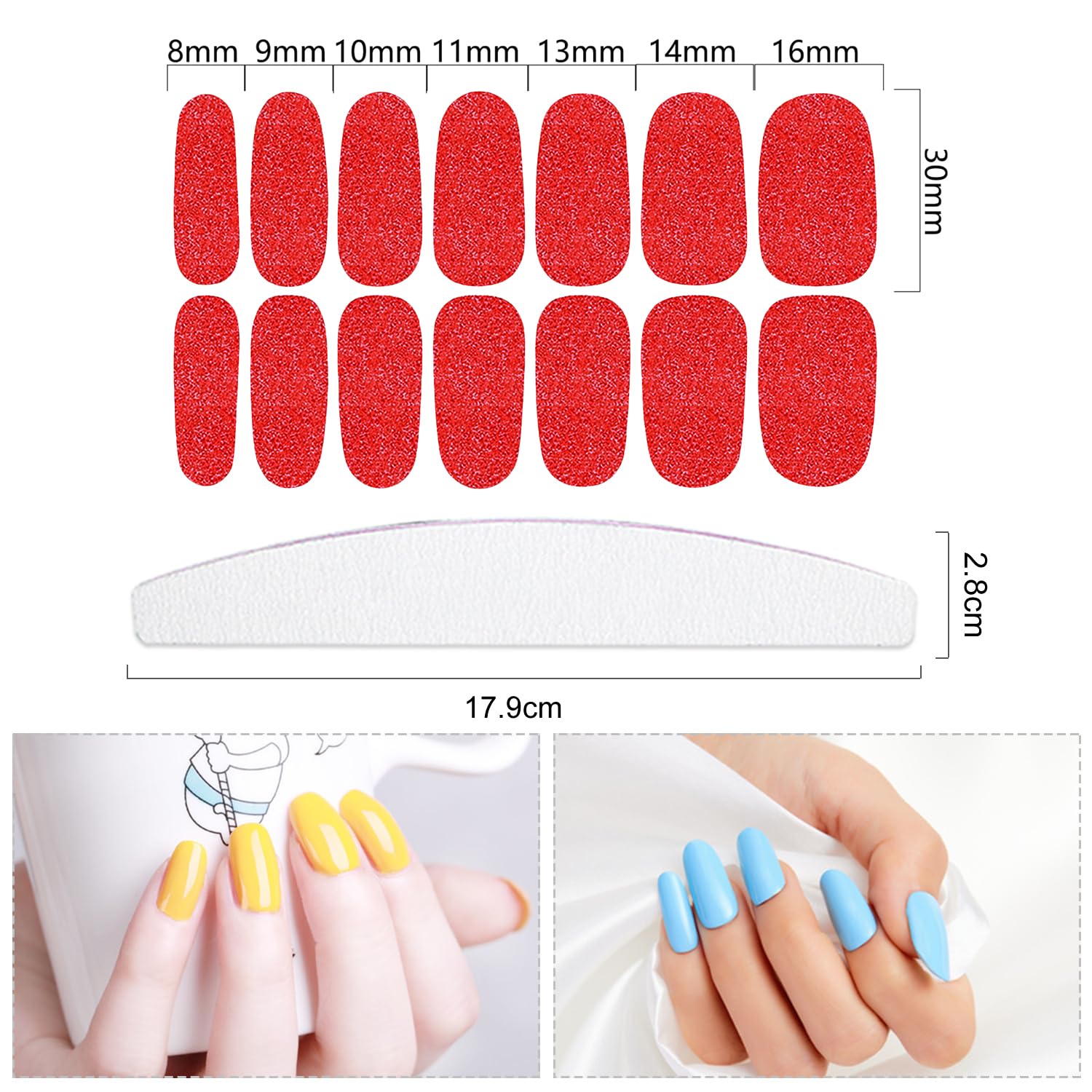 YECIRALA 20 Sheets Bright Color Nail Wraps – 280pc Full Nail Sticker Set