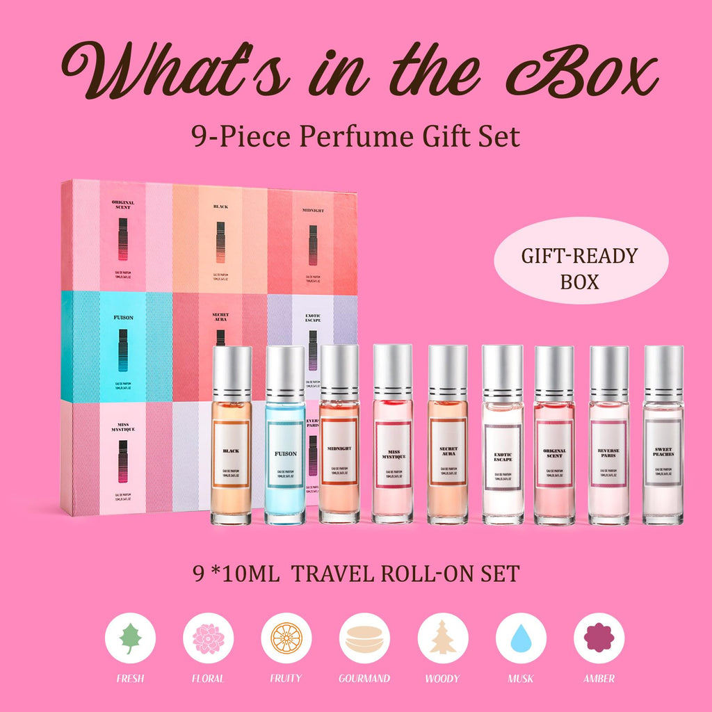 YeJammarp Pheromone Perfume Gift Set for Women — 9 Roll-On Oils with Citrus, Jasmine, Amber & Musk