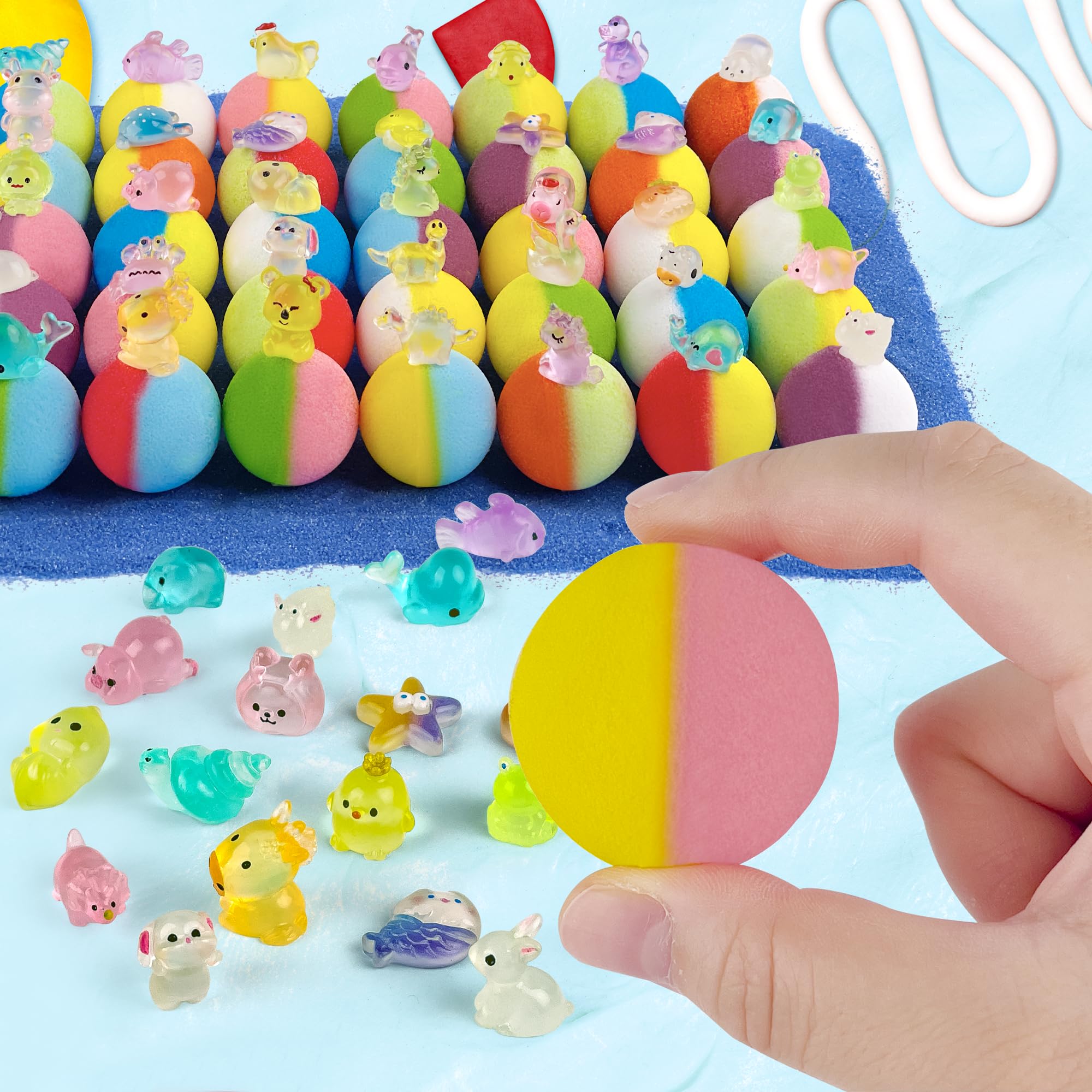 Yekery Kids Bath Bombs — 40-Pack with Surprise Toys Inside (Dino/Unicorn/Marine)
