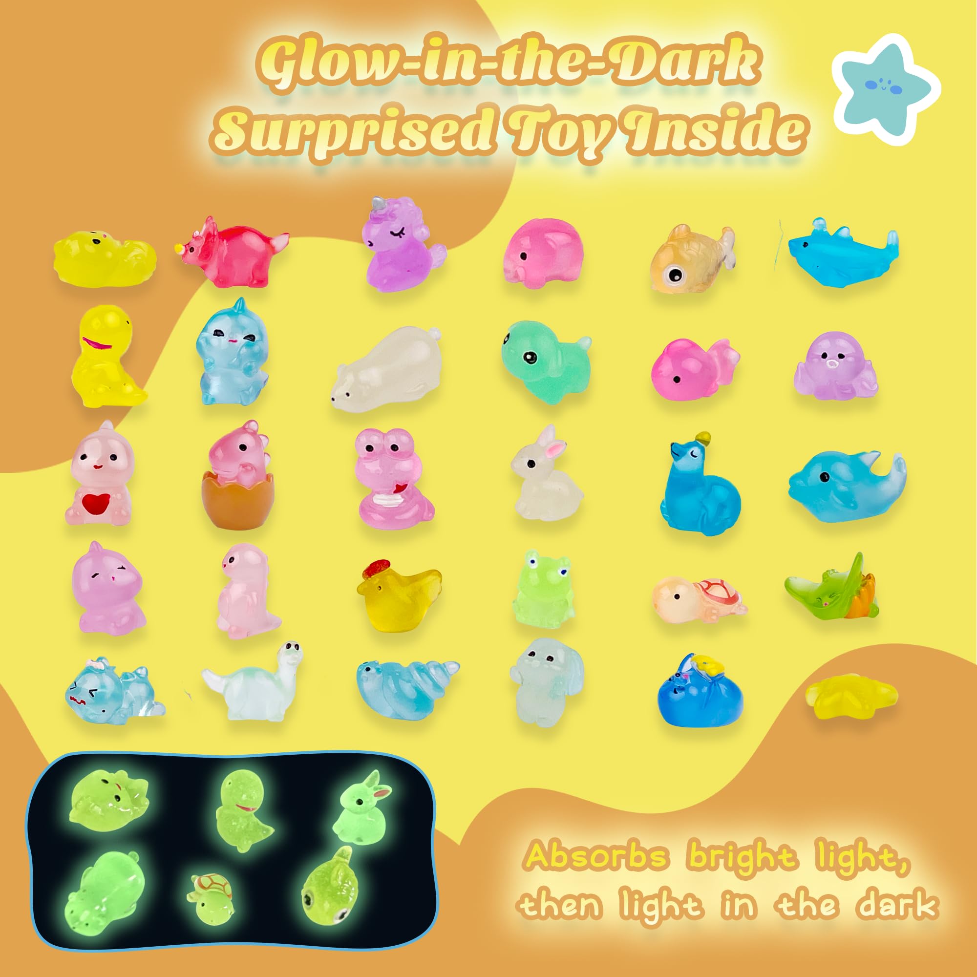 Yekery Glow-in-the-Dark Toy Bath Bombs for Kids – 30 Pcs, Natural & Organic