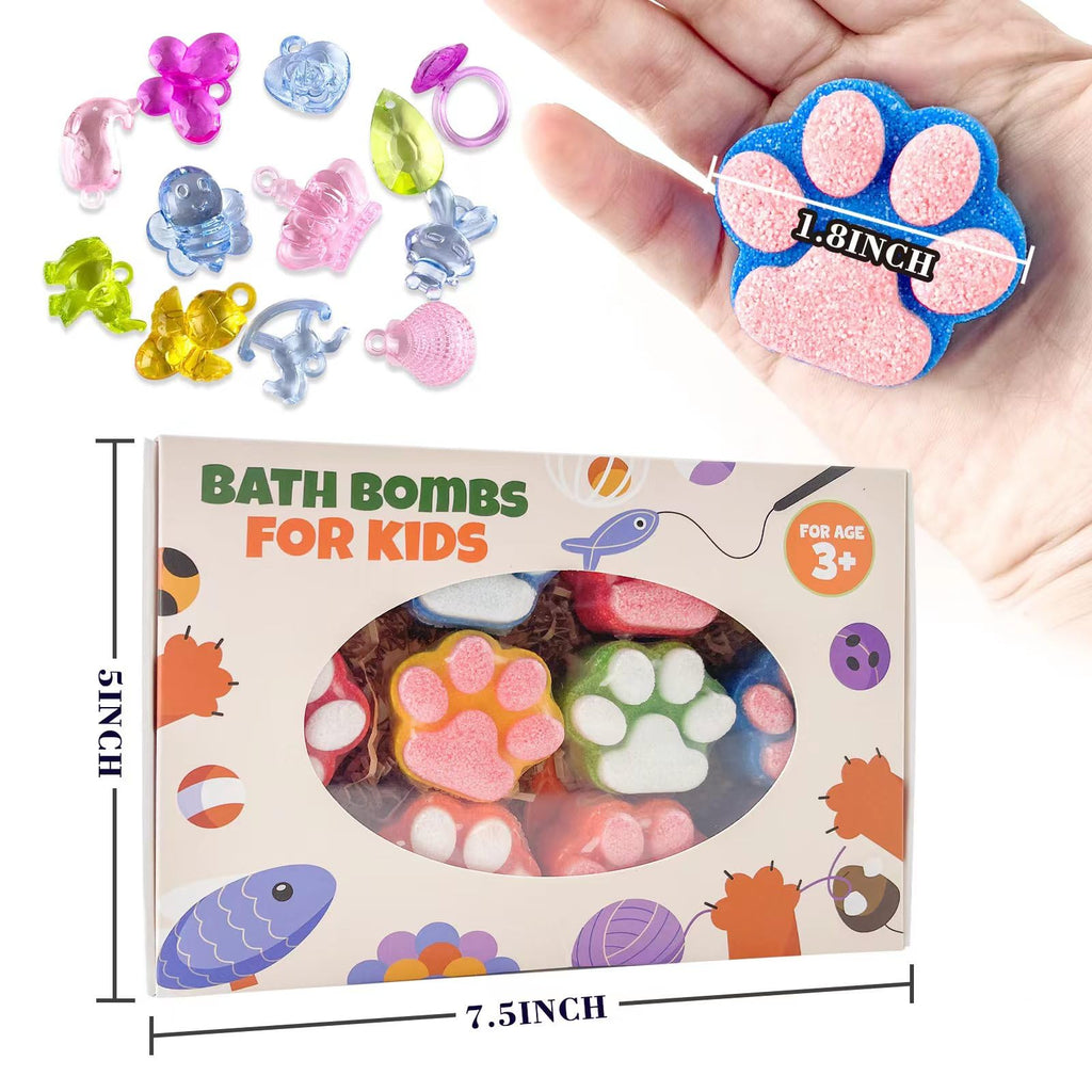 Yekery Paw Bath Bombs for Kids – 12 Surprises Inside, Organic Handmade Gift Set