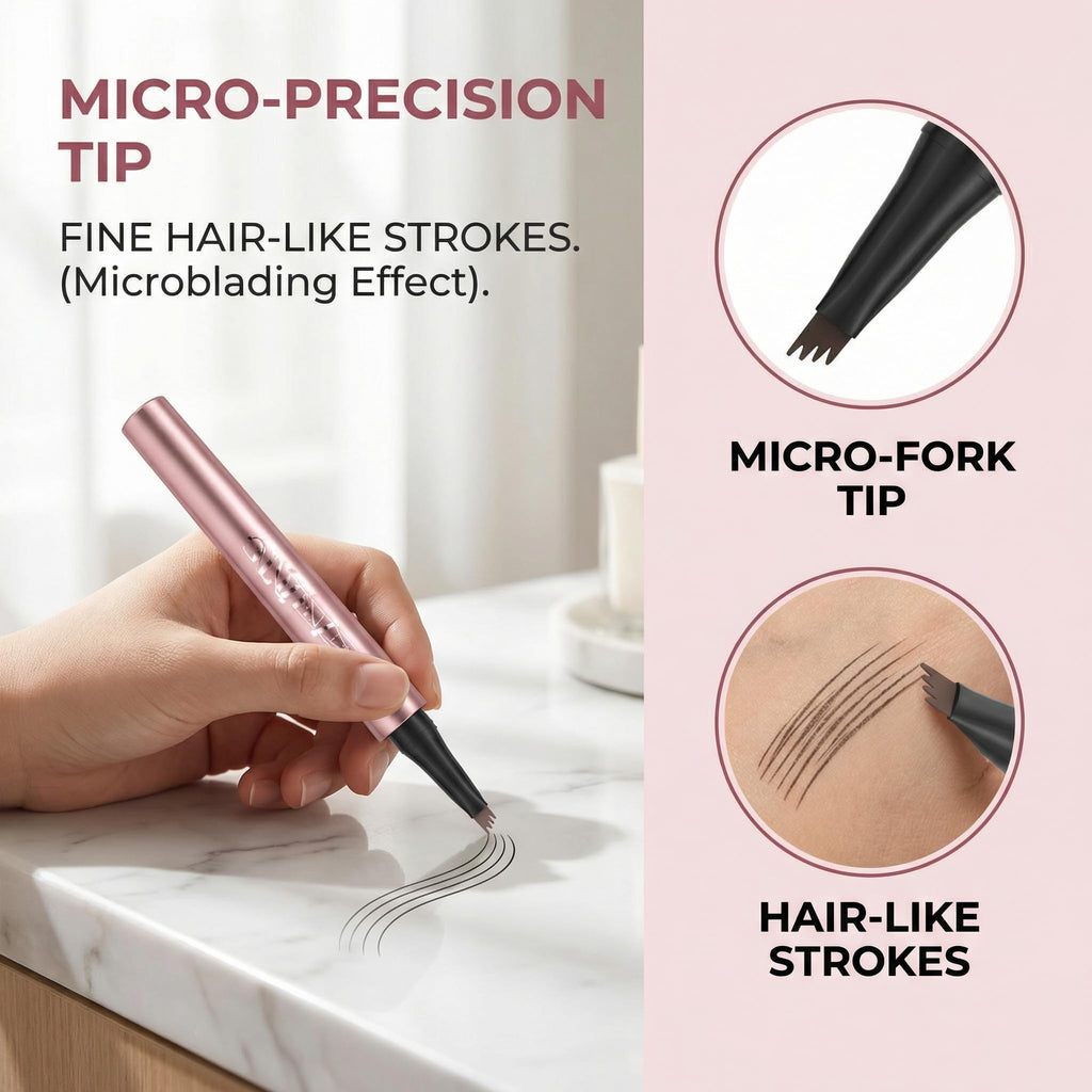YeMoMo 4-Tip Eyebrow Pen - Hair-Like Strokes, 24Hr Waterproof, Rose Gold (5#Brown) - 6 Colors