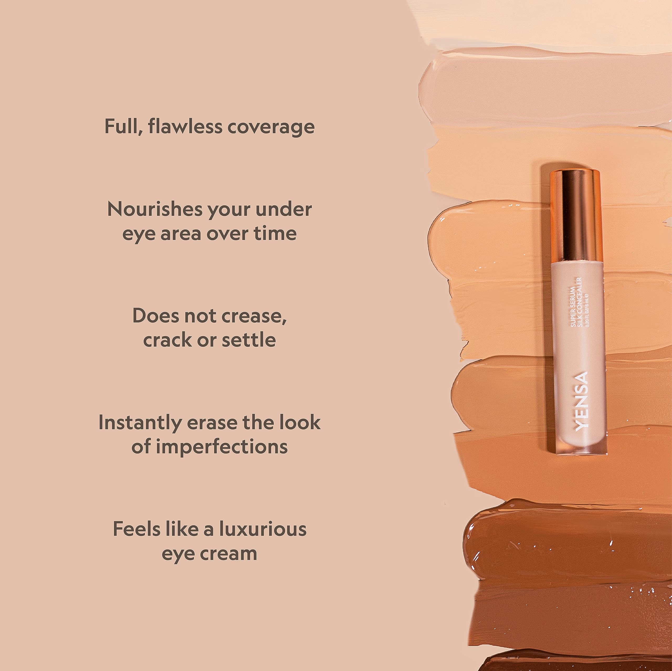 YENSA Super Serum Silk Concealer – Full Coverage Undereye Serum with 8 Superfoods | Light 1