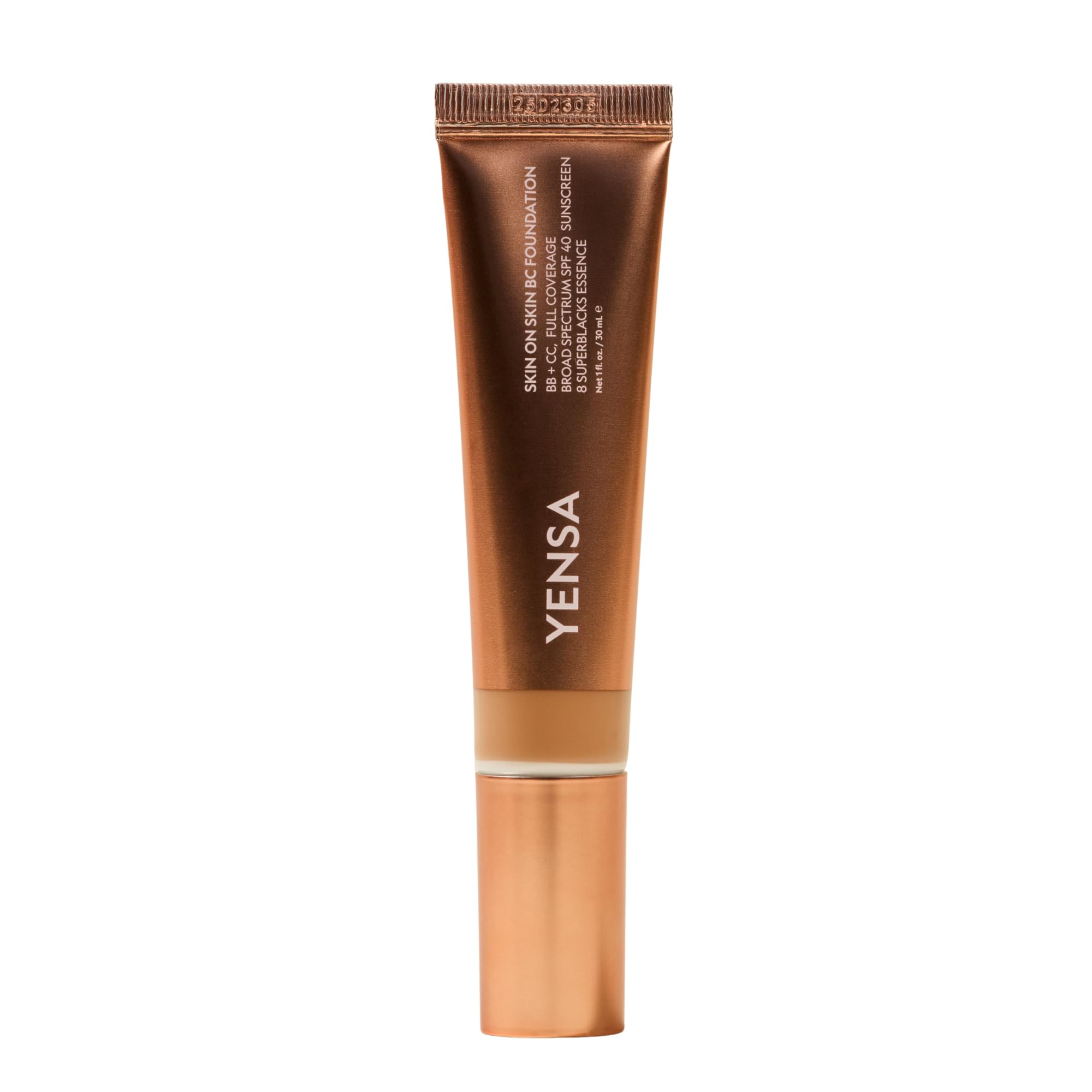 YENSA Skin on Skin BC Foundation MakeUp — Buildable Full Coverage with SPF 40 (Deep Warm)