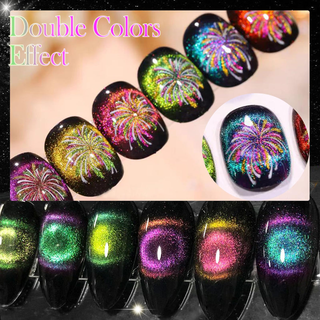 YEPYEPGO 9D Cat Eye Gel Nail Polish Set – 12 Colors with Magnet for Galaxy/Chameleon Effects