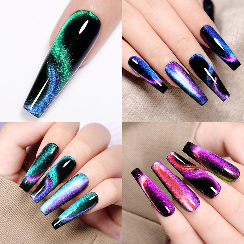YEPYEPGO 9D Cat Eye Gel Nail Polish Set – 12 Colors with Magnet for Galaxy/Chameleon Effects