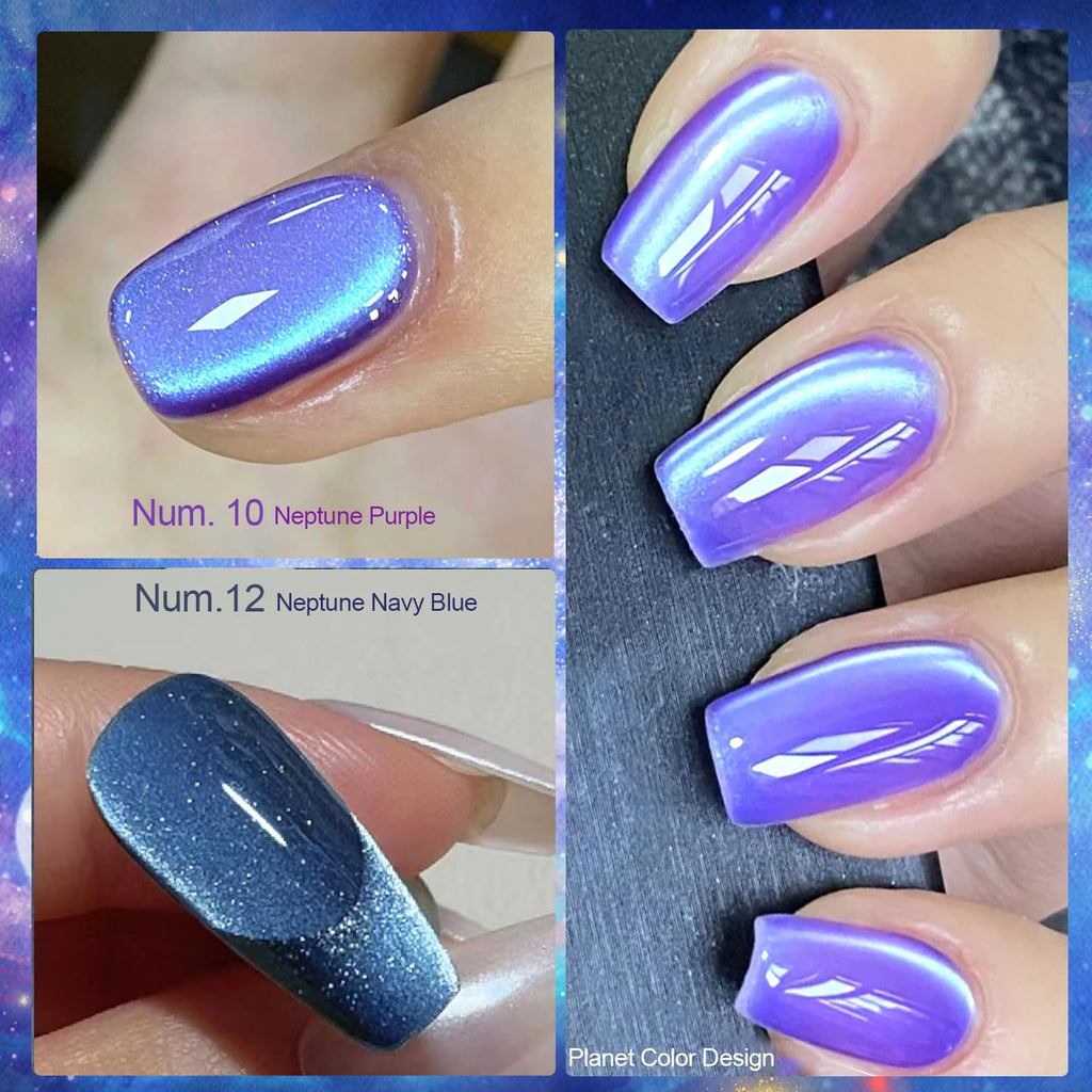 YEPYEPGO Glass Cat Eye Gel Nail Polish Set – 12 Colors with Magnetic Stick for Cat Eye Effects