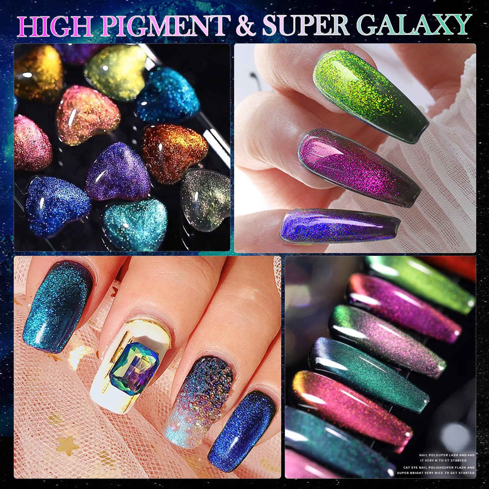 YEPYEPGO 9D Cat Eye Gel Nail Polish Set – 12 Colors with Magnet for Galaxy/Chameleon Effects