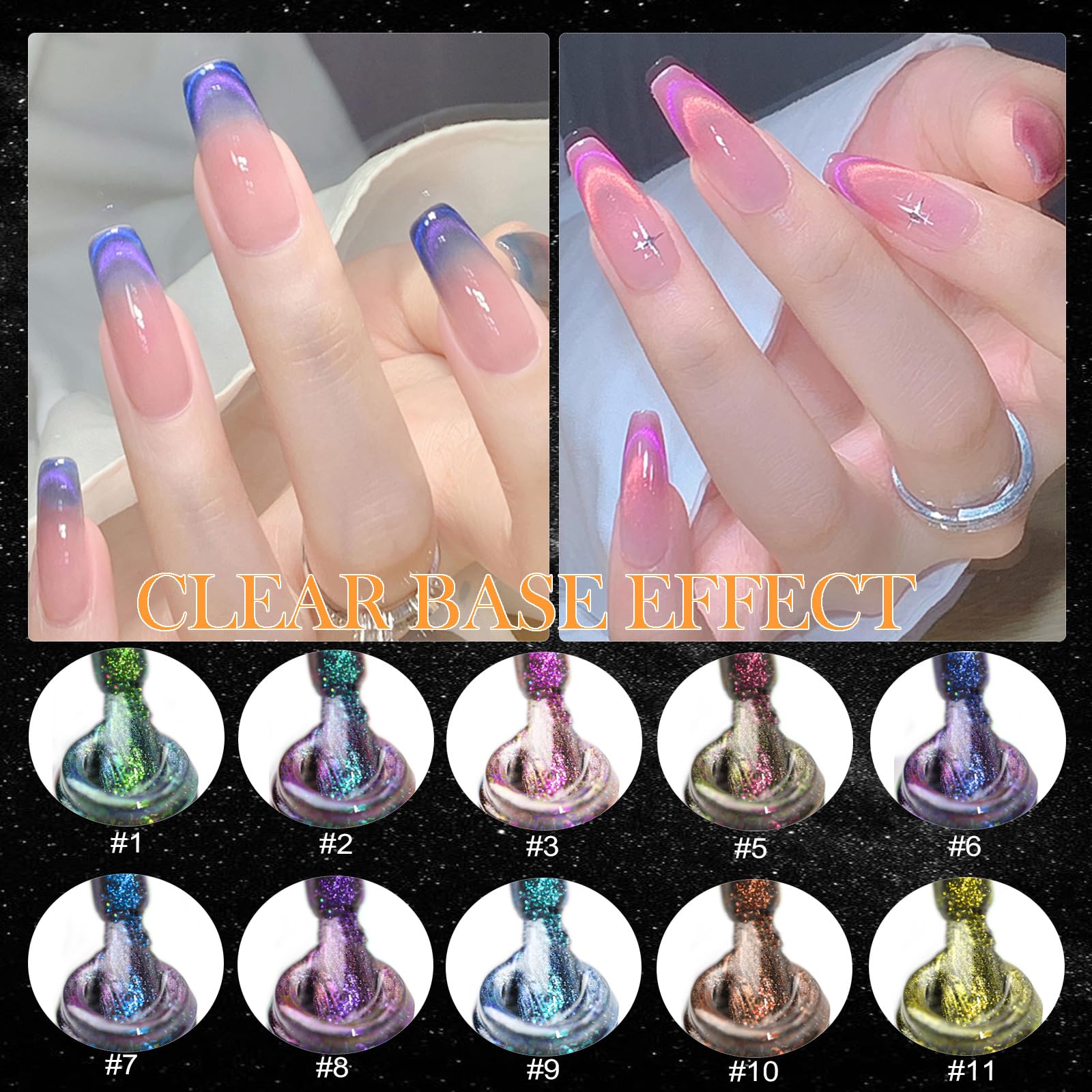 YEPYEPGO 9D Cat Eye Gel Nail Polish Set – 12 Colors with Magnet for Galaxy/Chameleon Effects