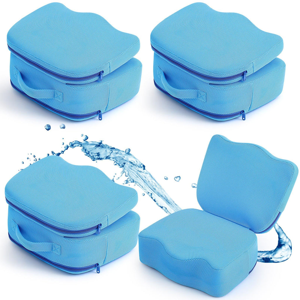 Yerliker 4 Pcs Foldable Hot Tub Booster Seat – Adjustable 2 Heights, Back Support, Washable (Blue)