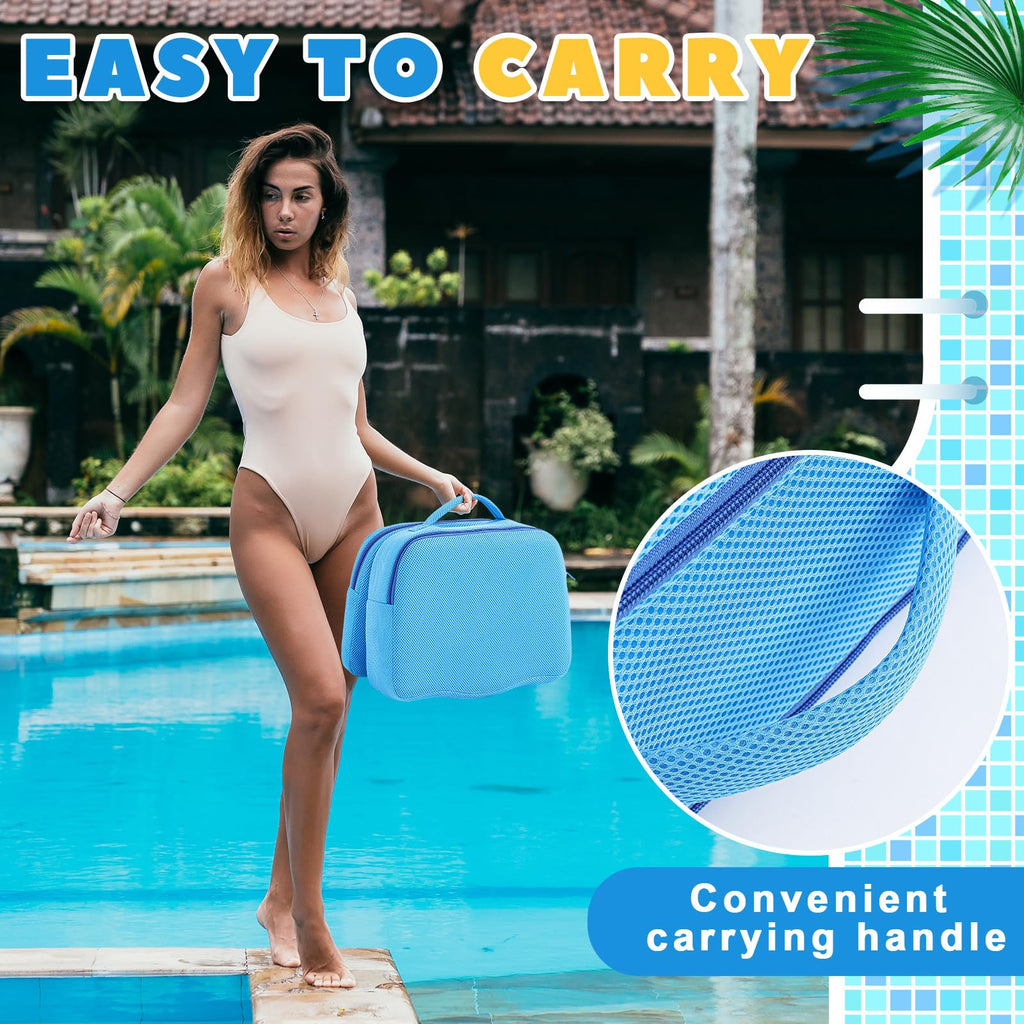 Yerliker 4 Pcs Foldable Hot Tub Booster Seat – Adjustable 2 Heights, Back Support, Washable (Blue)