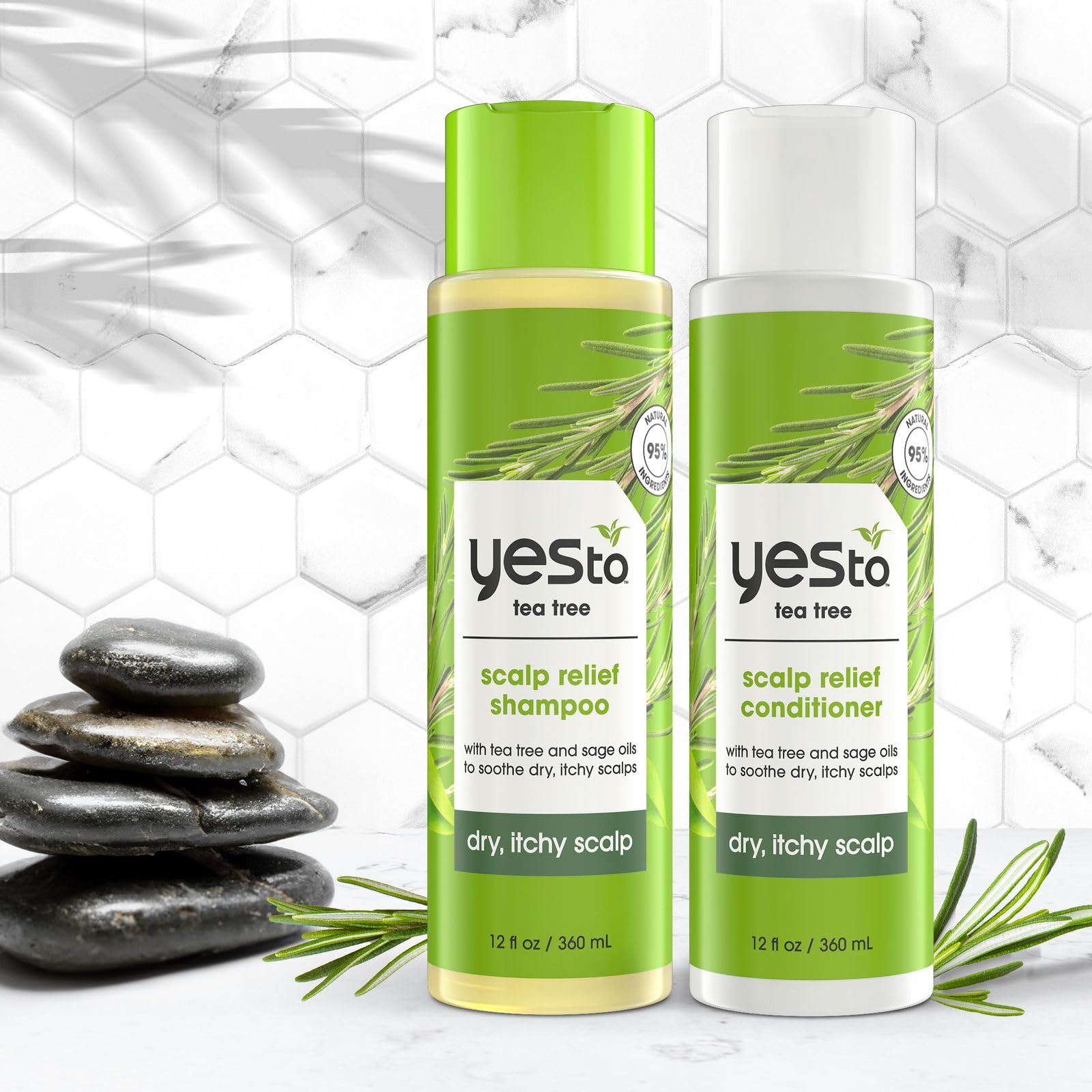 Yes To Tea Tree & Sage Oil Shampoo & Conditioner – Soothes Dry Scalp, Vegan & Cruelty-Free