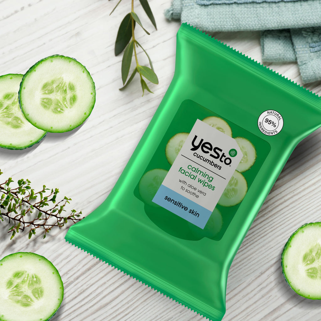 Yes To Face Wipes for Women and Men – Sensitive Cleanse with Cucumbers & Aloe (2-Pack)