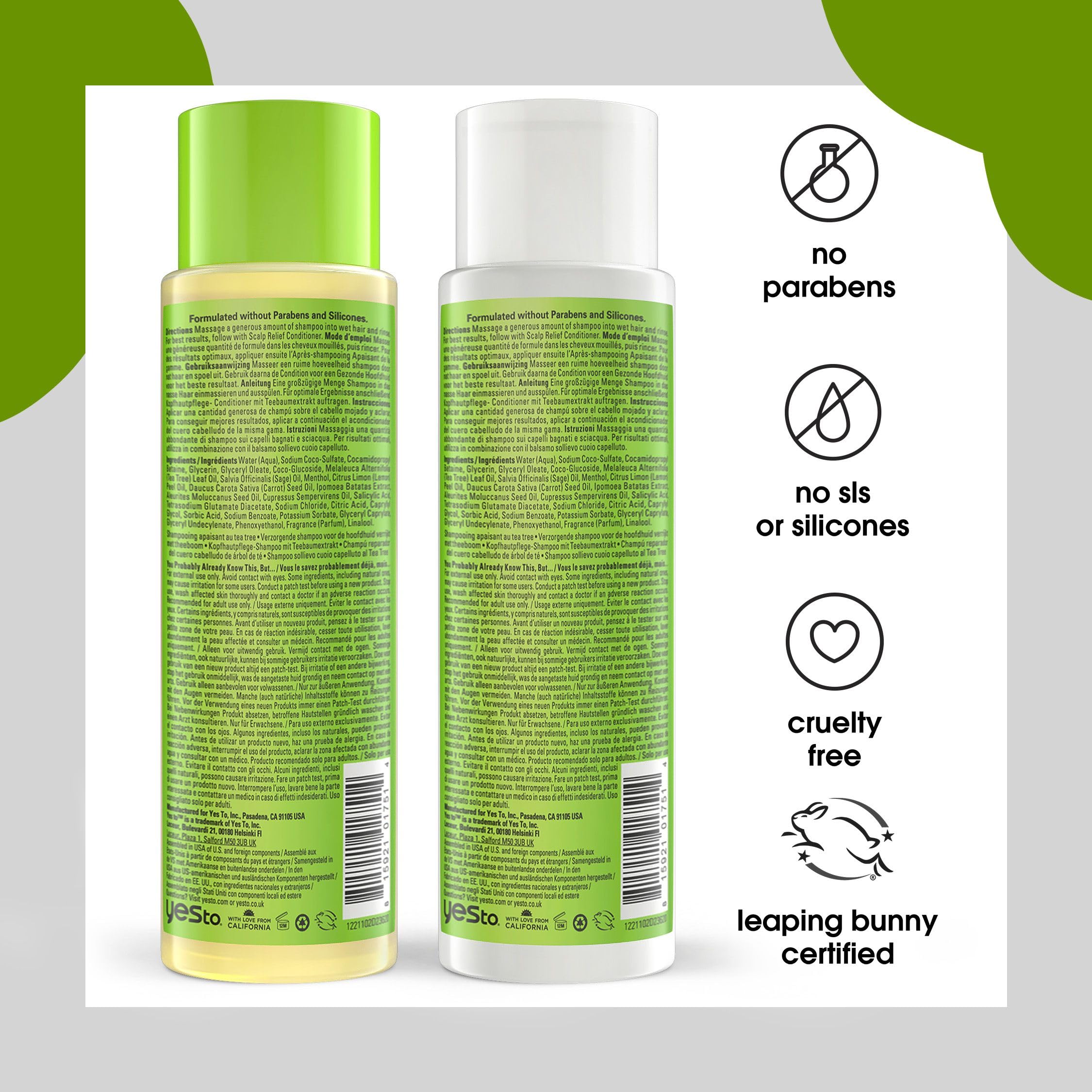 Yes To Tea Tree & Sage Oil Shampoo & Conditioner – Soothes Dry Scalp, Vegan & Cruelty-Free