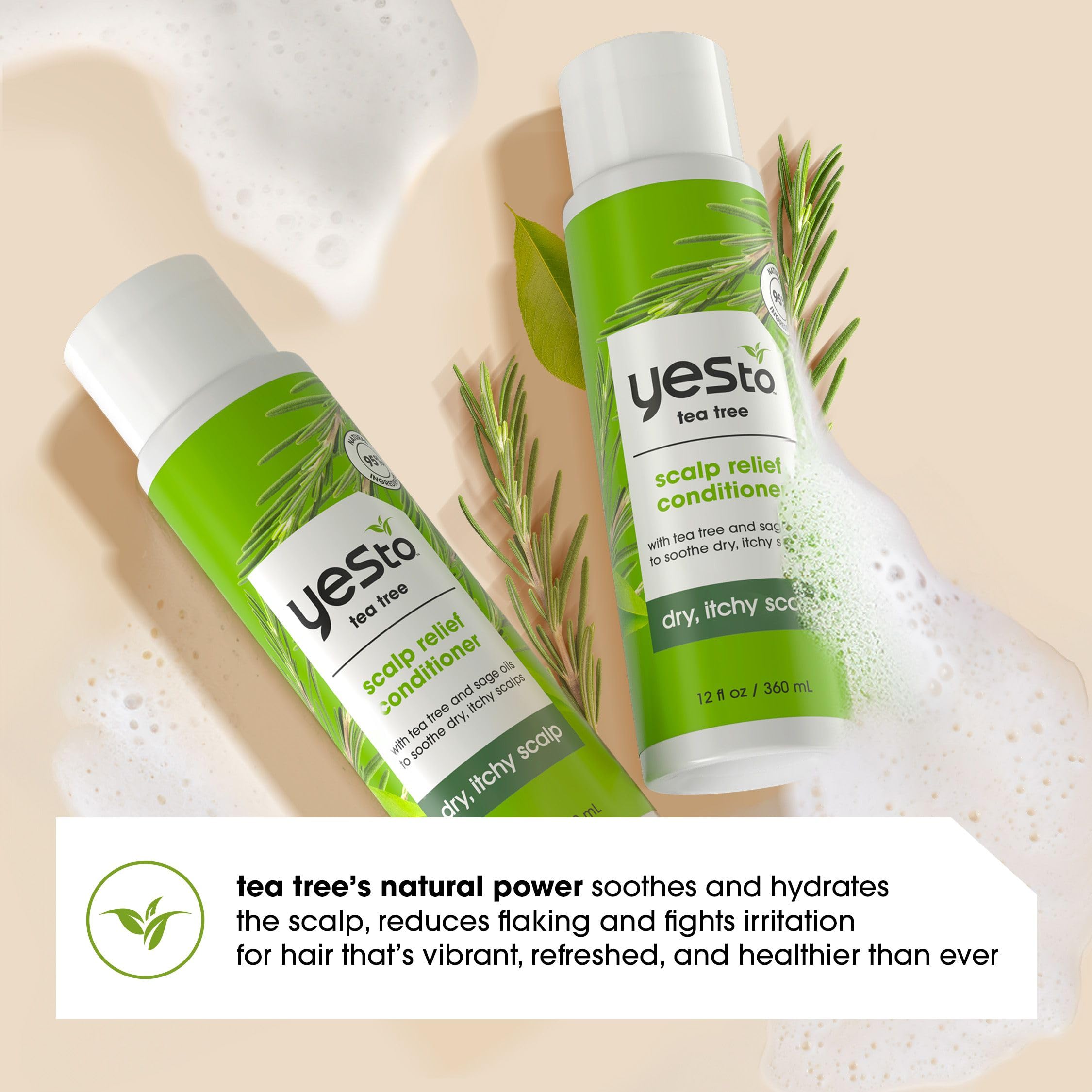 Yes To Tea Tree Scalp Relief Conditioner – Calms Dry Scalp, Hydrates Hair (12 fl oz, 2PK)