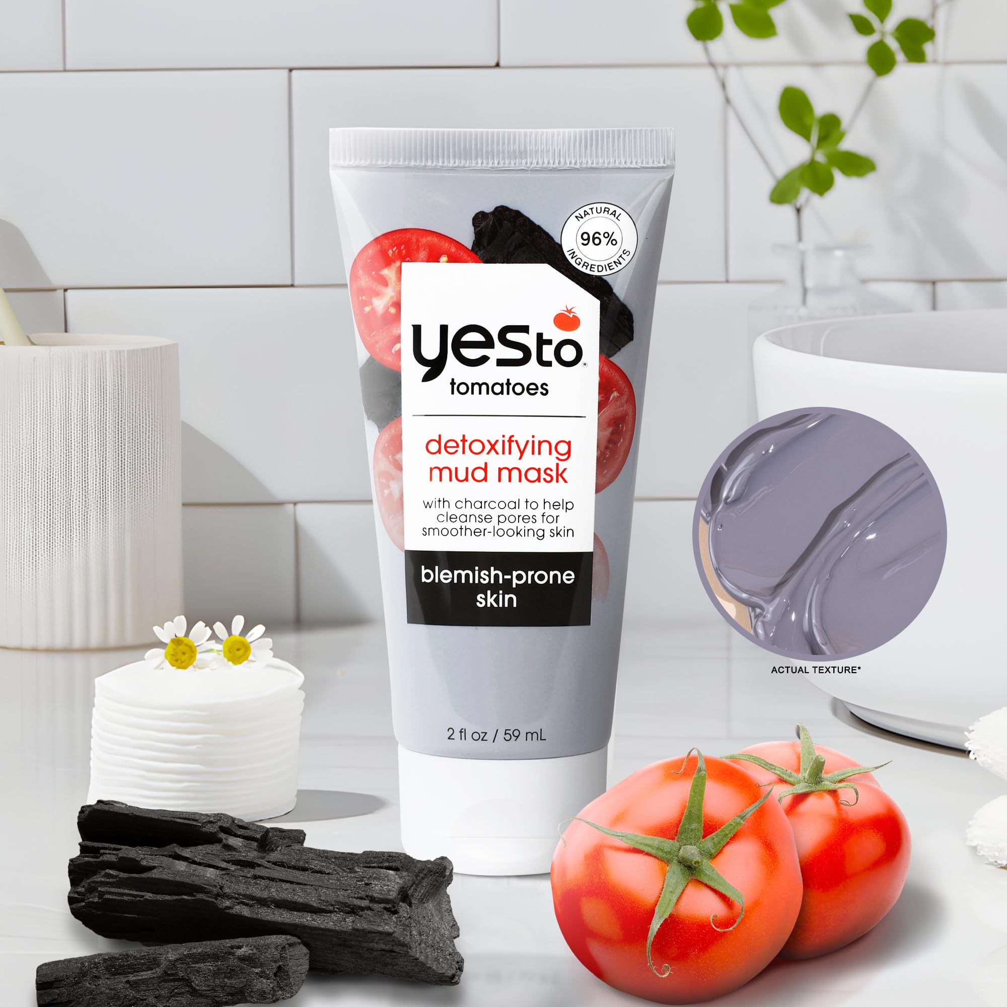 Yes To Tomatoes Detoxifying Charcoal Mud Mask for Acne-Prone Skin – 2.006 fl oz