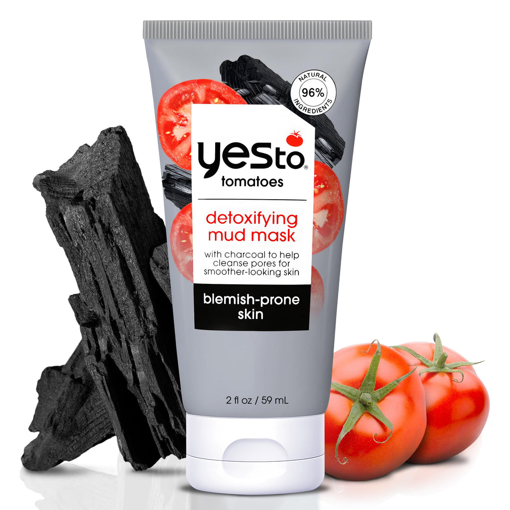 Yes To Tomatoes Detoxifying Charcoal Mud Mask for Acne-Prone Skin – 2.006 fl oz
