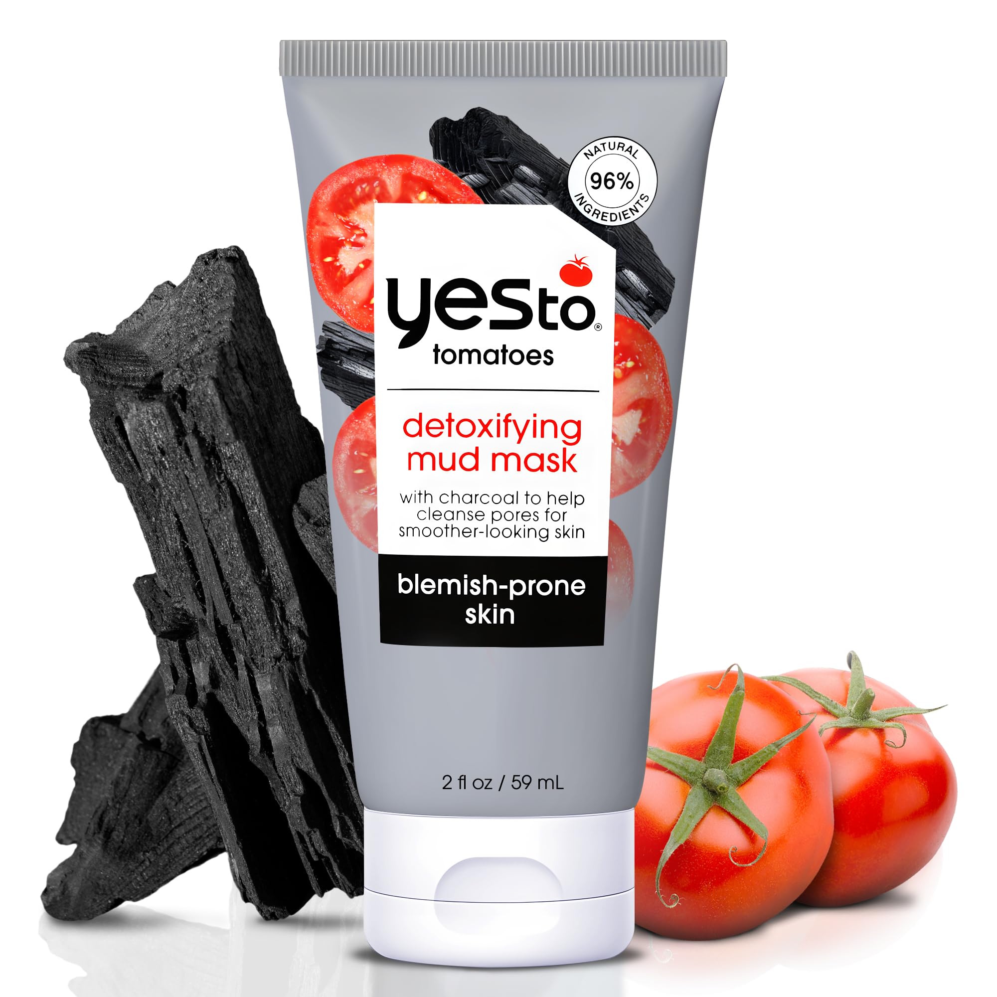 Yes To Tomatoes Detoxifying Charcoal Mud Mask for Acne-Prone Skin – 2.006 fl oz