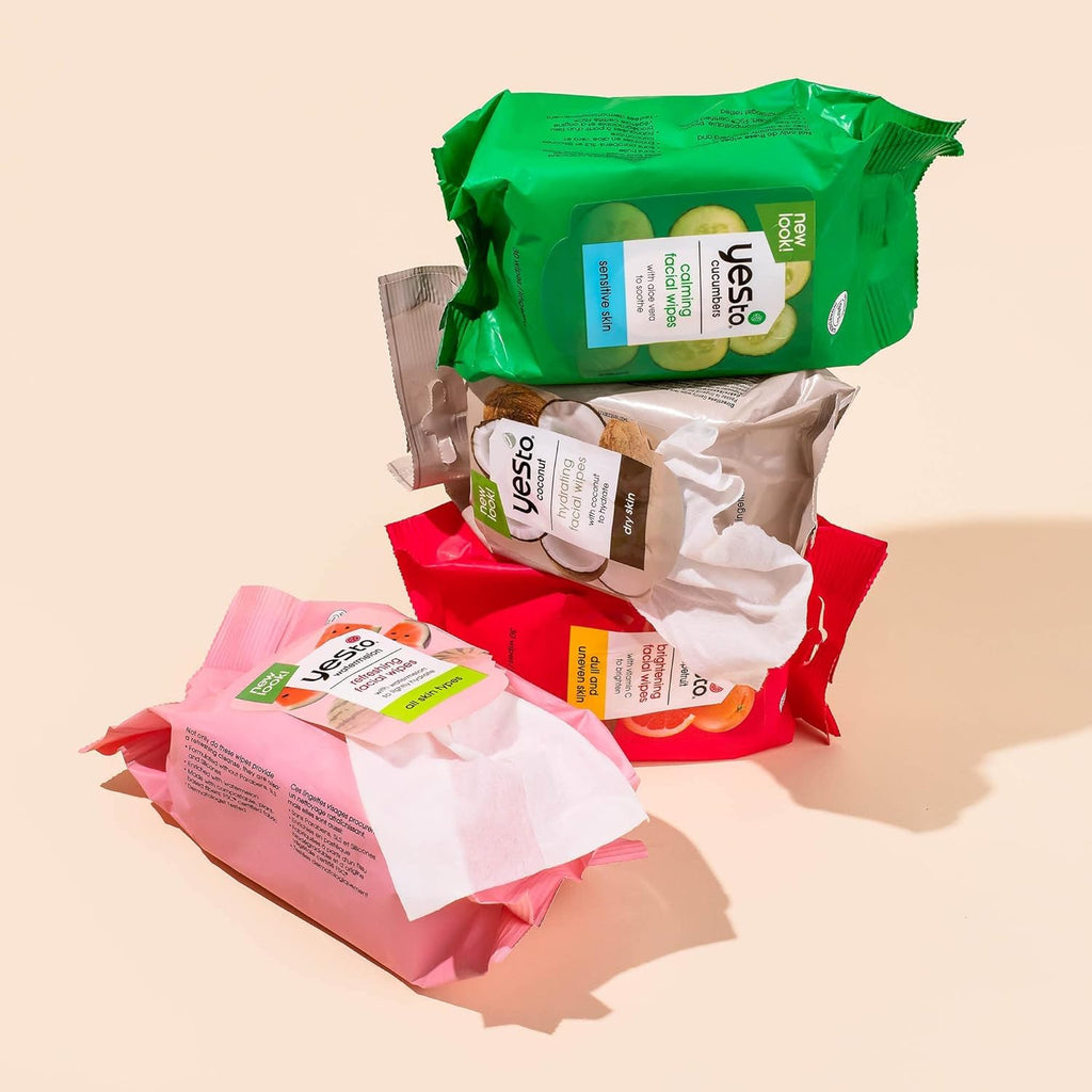 Yes To Watermelon Face Wipes – Super Skin Recharging Cleansing Wipes, Pack of 3