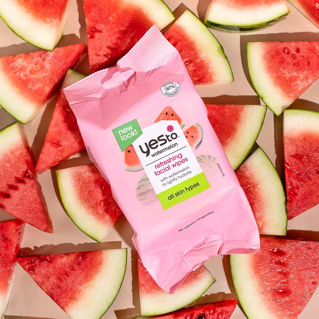 Yes To Watermelon Face Wipes – Super Skin Recharging Cleansing Wipes, Pack of 3
