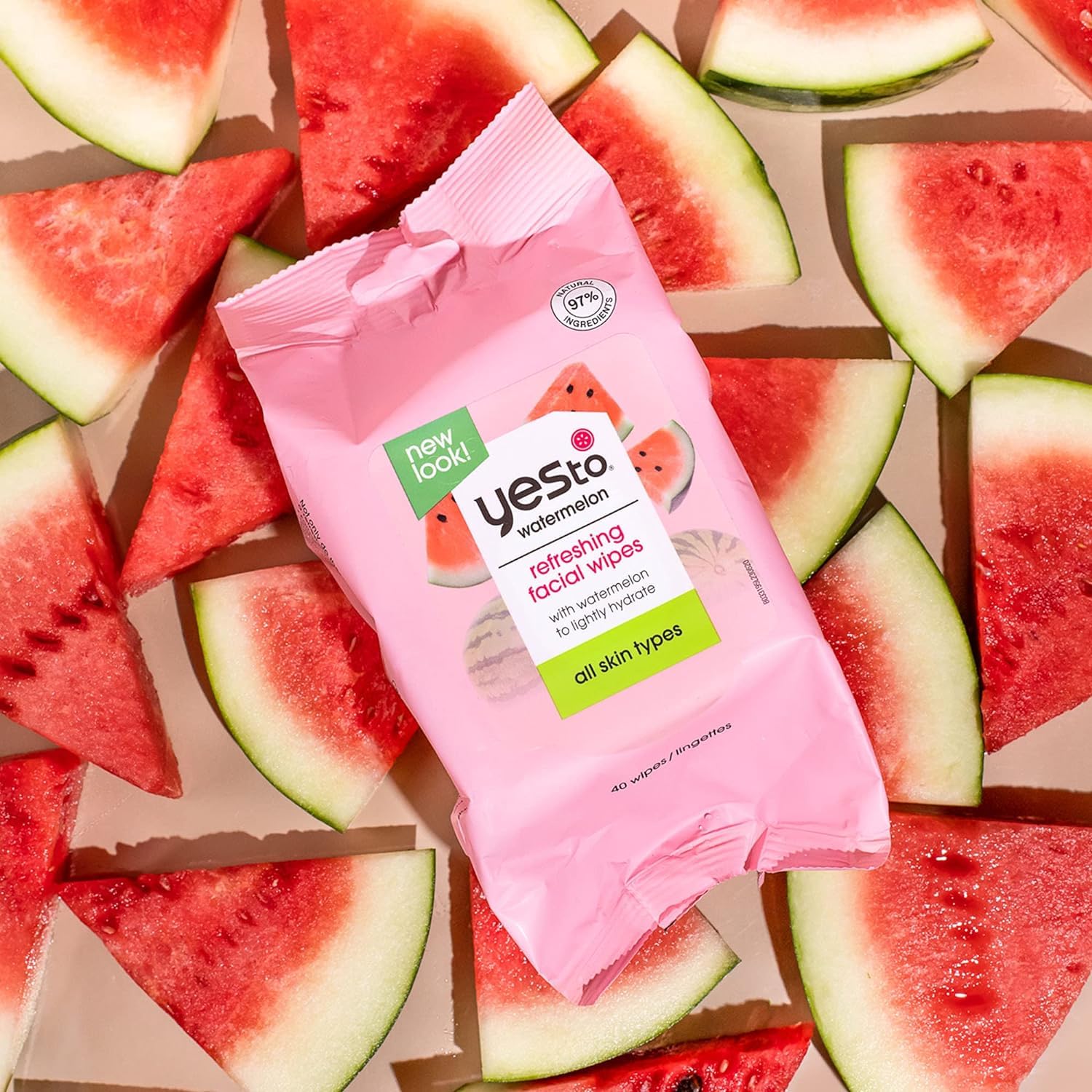Yes To Watermelon Face Wipes – Super Skin Recharging Cleansing Wipes, Pack of 3