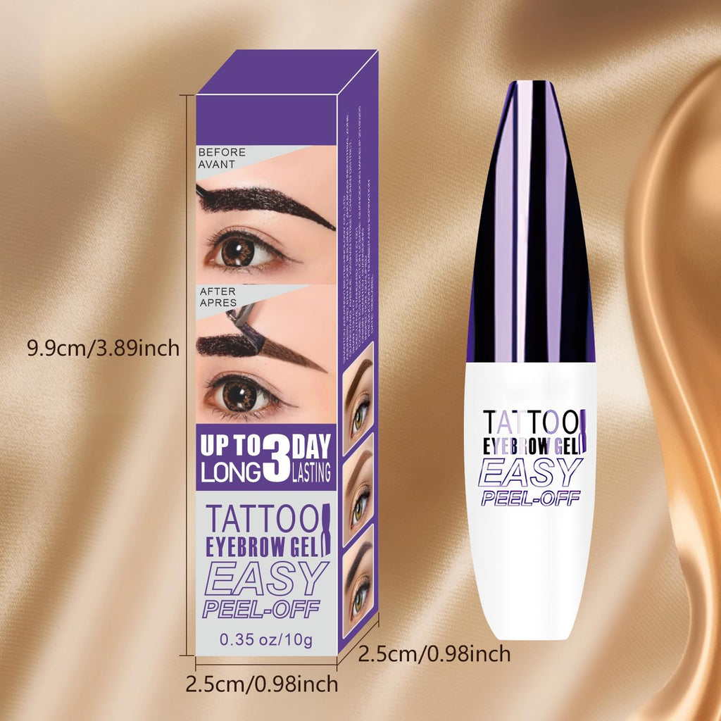 Yetary QICIY 3PCS Peel-Off Eyebrow Gel — Waterproof Tattoo Brow Tint in Brown, Light Brown & Gray Brown