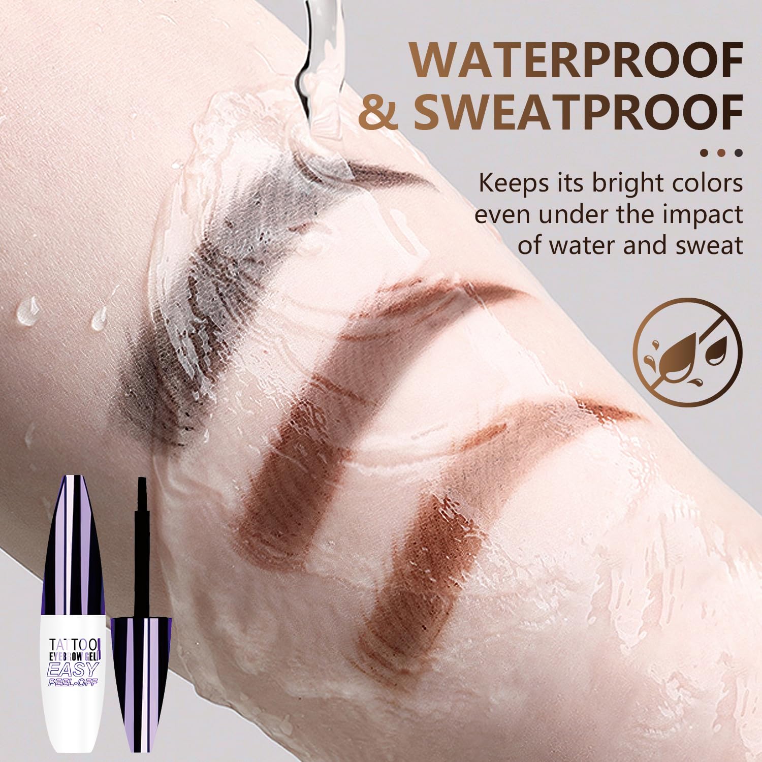 Yetary QICIY 3PCS Peel-Off Eyebrow Gel — Waterproof Tattoo Brow Tint in Brown, Light Brown & Gray Brown