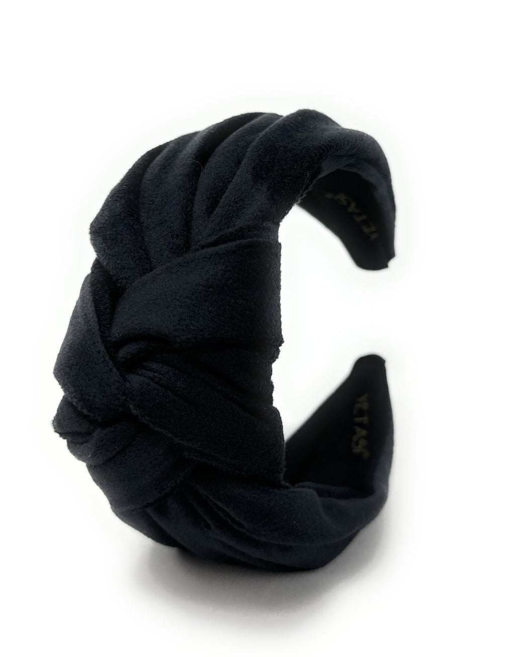 YETASI Chunky Black Velvet Knotted Headband - 2.5-Inch Non-Slip Accessory for Women