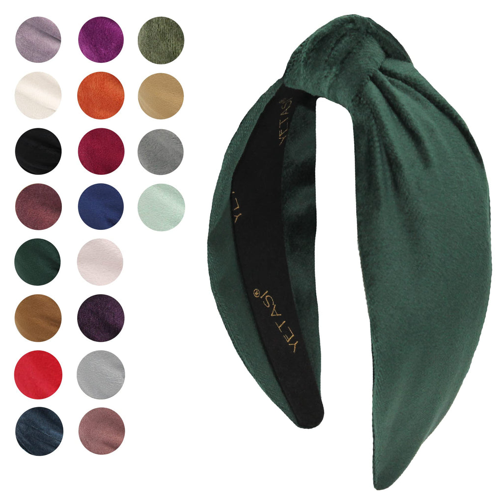 YETASI Green Velvet Knotted Headbands – Non-Slip, All-Day Comfort for Women