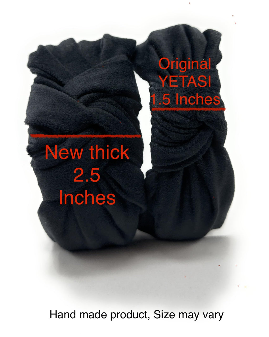 YETASI Chunky Black Velvet Knotted Headband - 2.5-Inch Non-Slip Accessory for Women