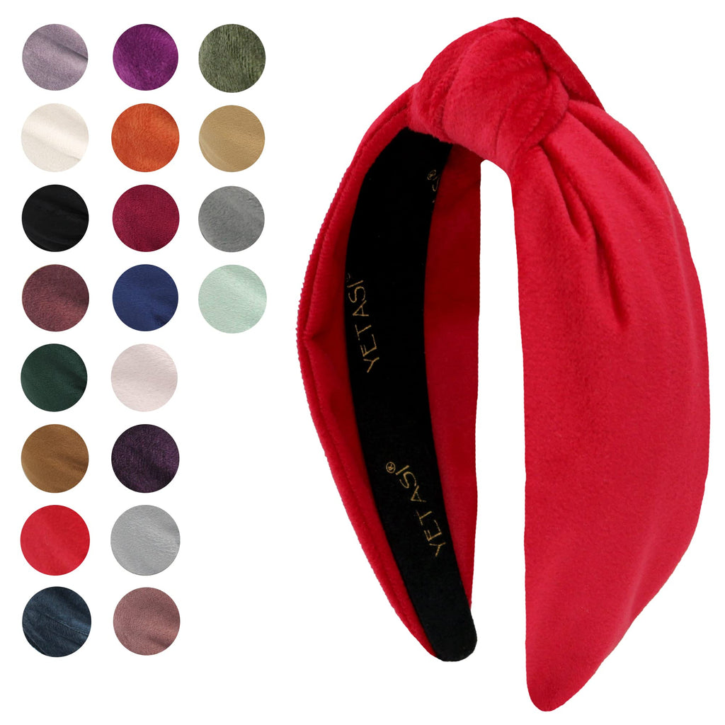 YETASI Christmas Headbands for Women – Non-Slip Red Velvet Knotted Band, All-Day Comfort