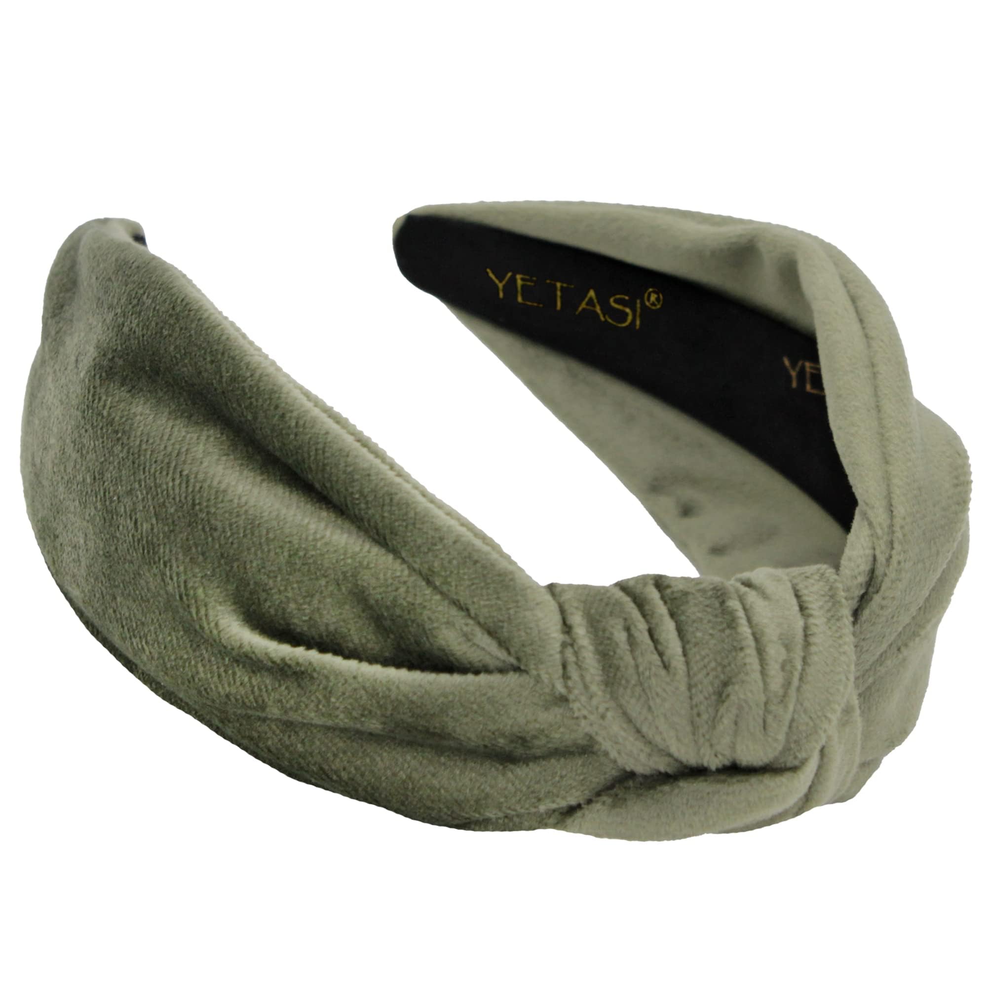 YETASI Sage Green Velvet Knotted Headband for Women | Trendy Top Knot Hair Accessory
