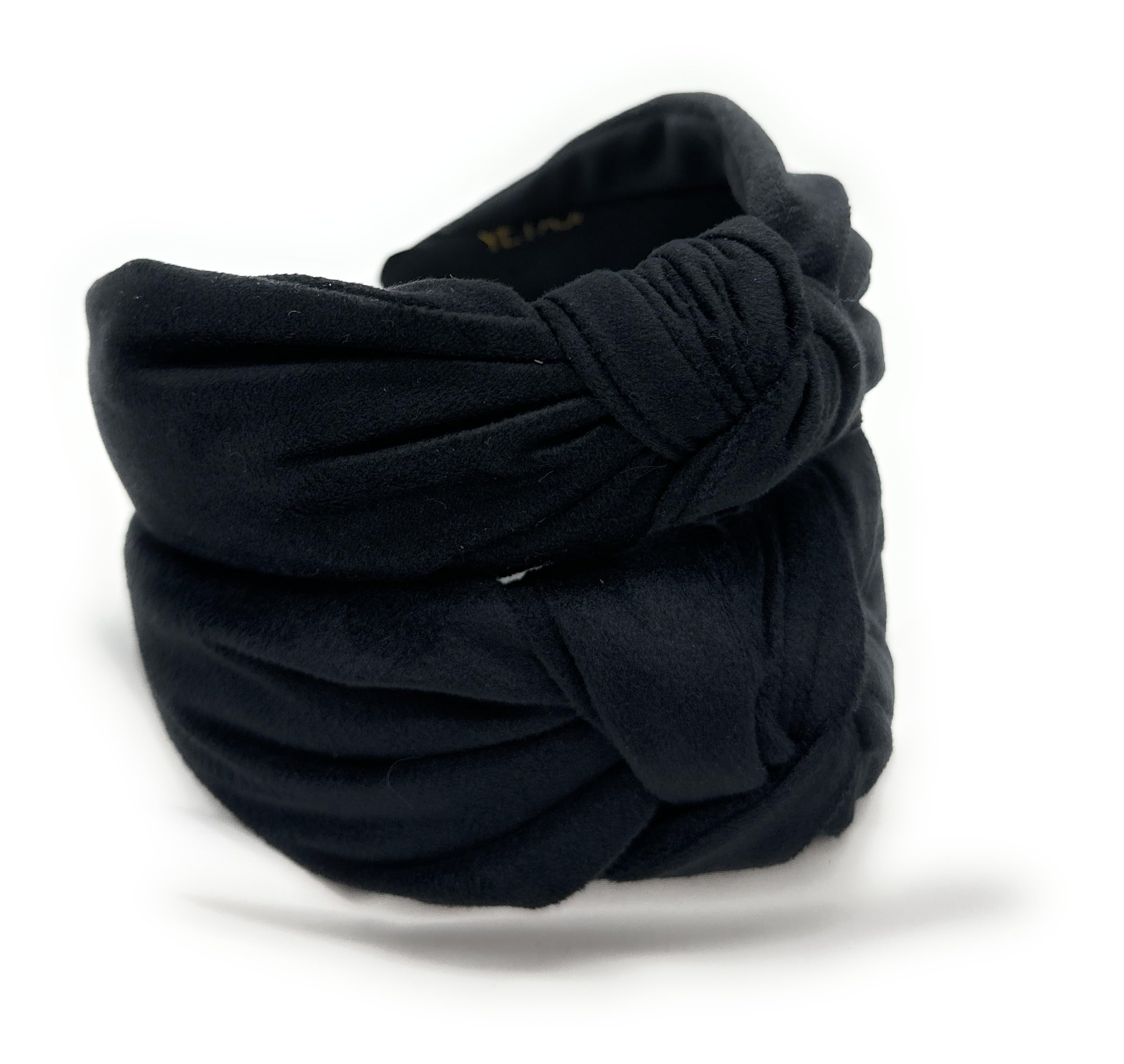 YETASI Chunky Black Velvet Knotted Headband - 2.5-Inch Non-Slip Accessory for Women