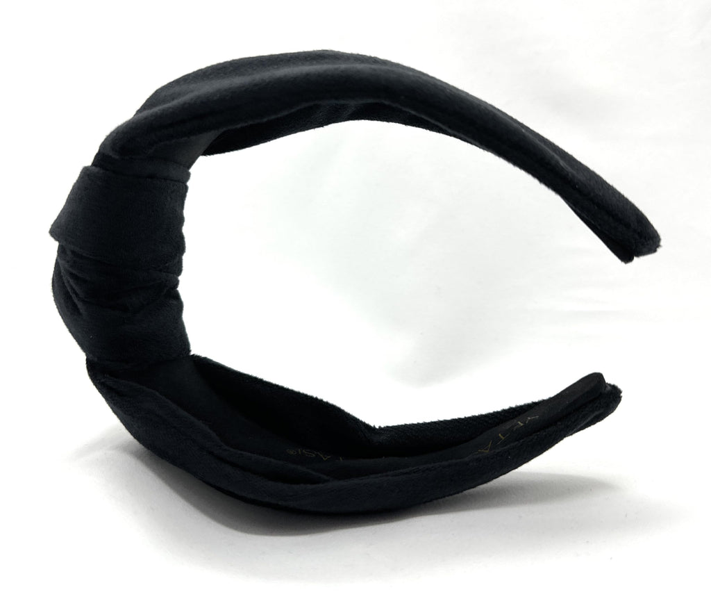 YETASI Chunky Black Velvet Knotted Headband - 2.5-Inch Non-Slip Accessory for Women